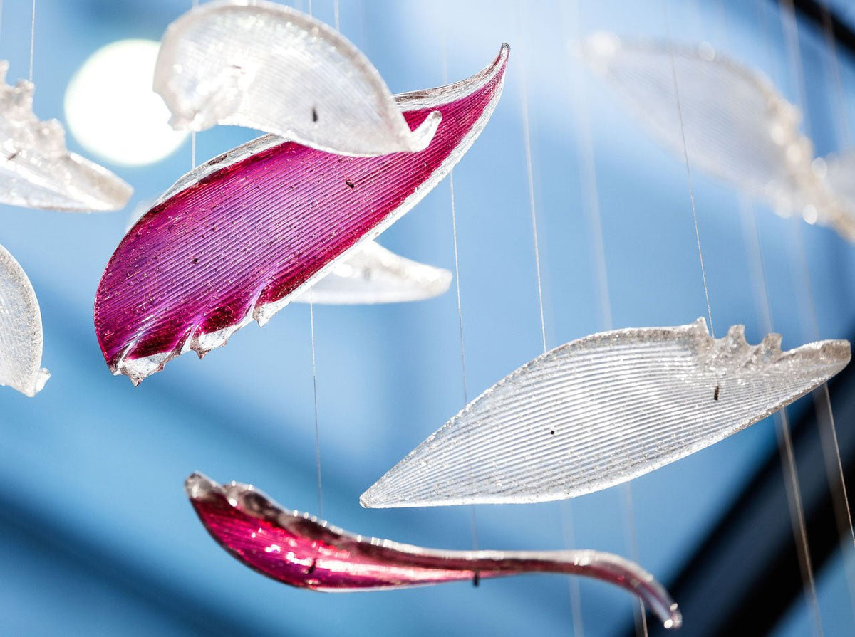 Zathaara Glass Feather Shape Chandelier