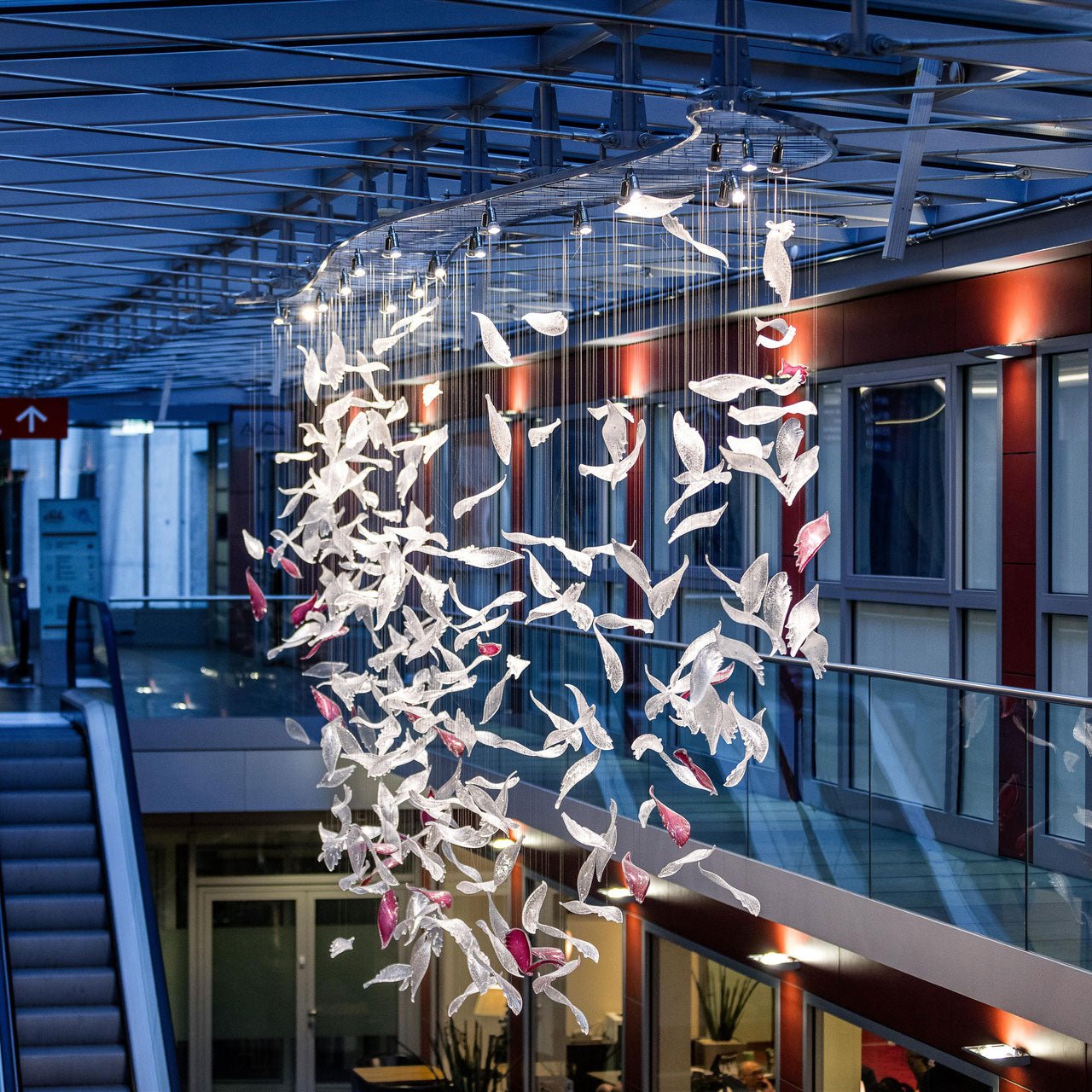 Zathaara Glass Feather Shape Chandelier