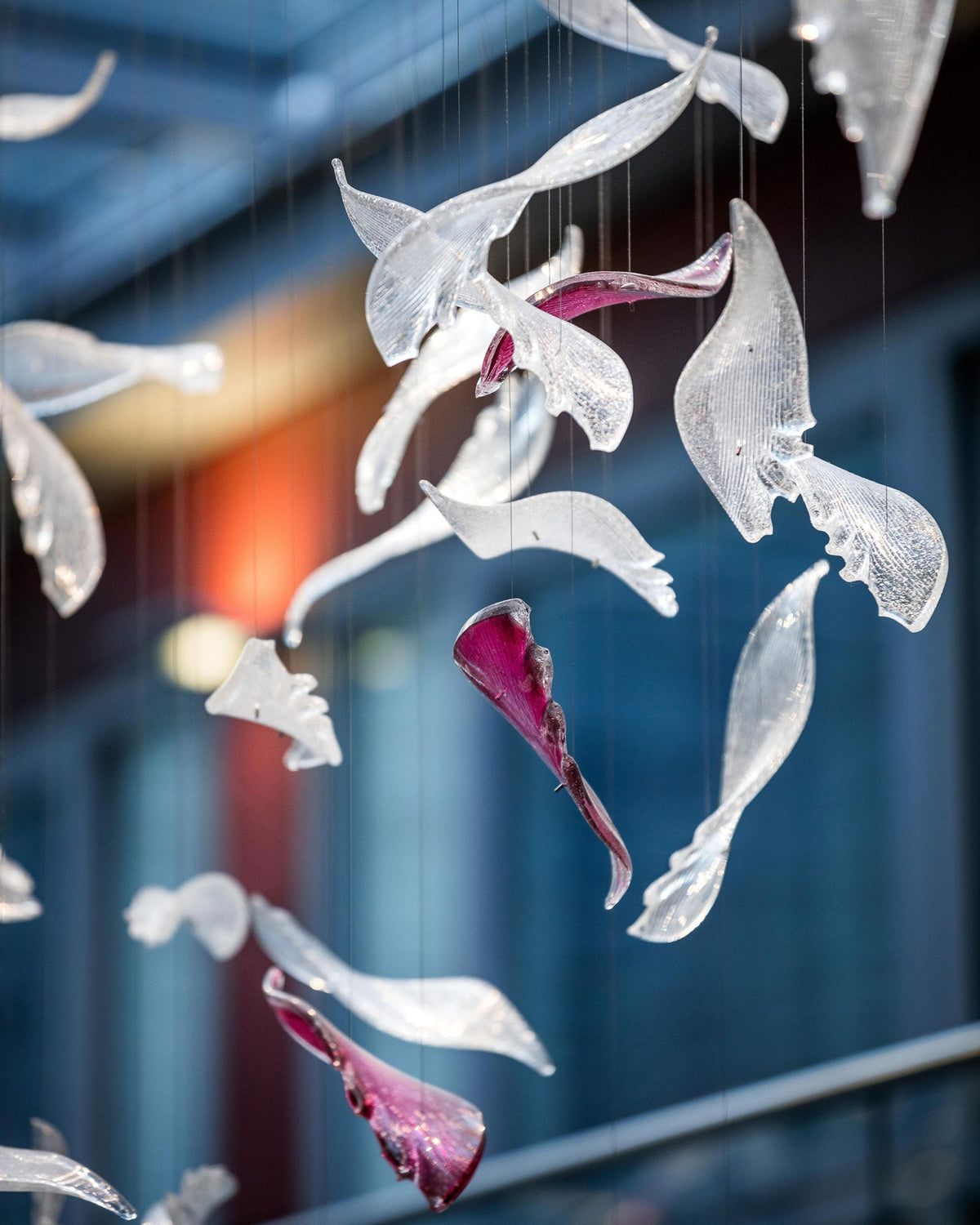 Zathaara Glass Feather Shape Chandelier