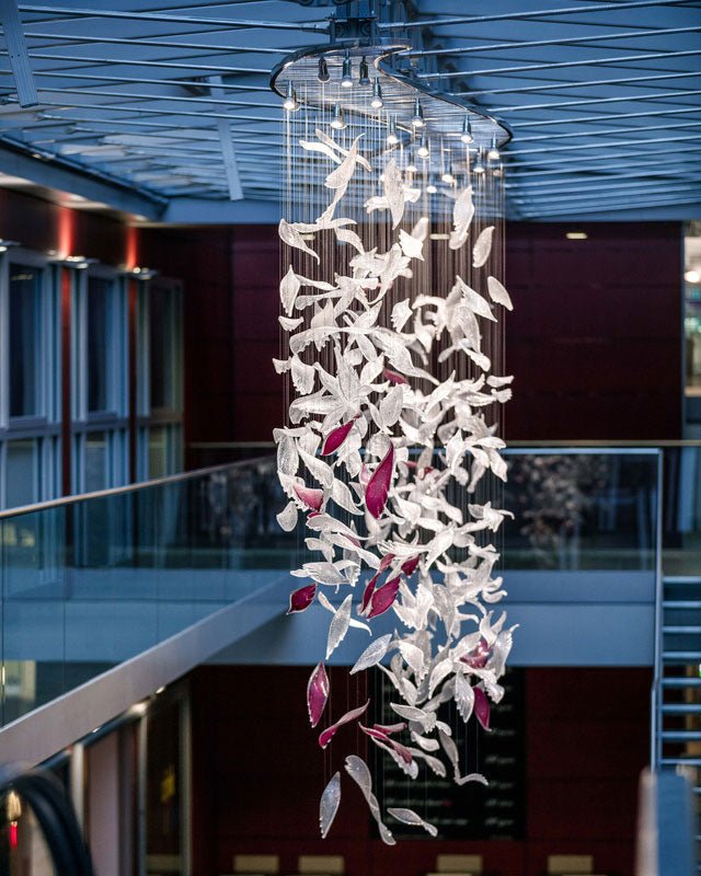 Zathaara Glass Feather Shape Chandelier