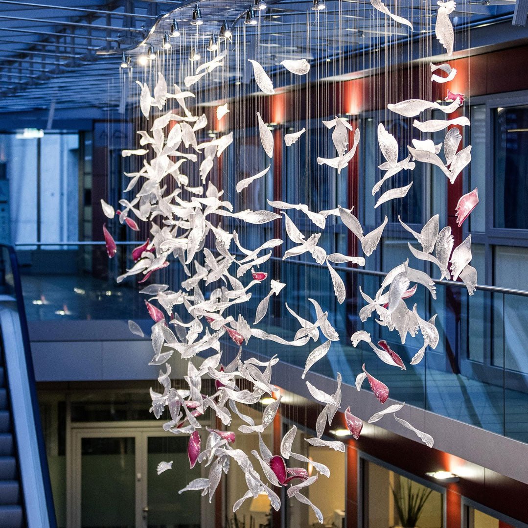 Zathaara Glass Feather Shape Chandelier