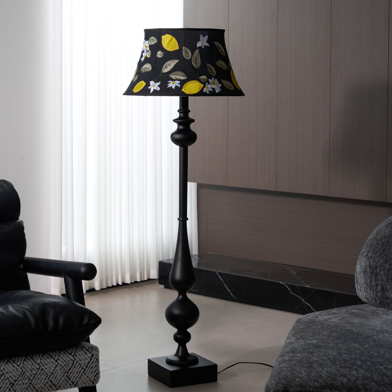 Floren Wood Fabric Classic Floor Lamp