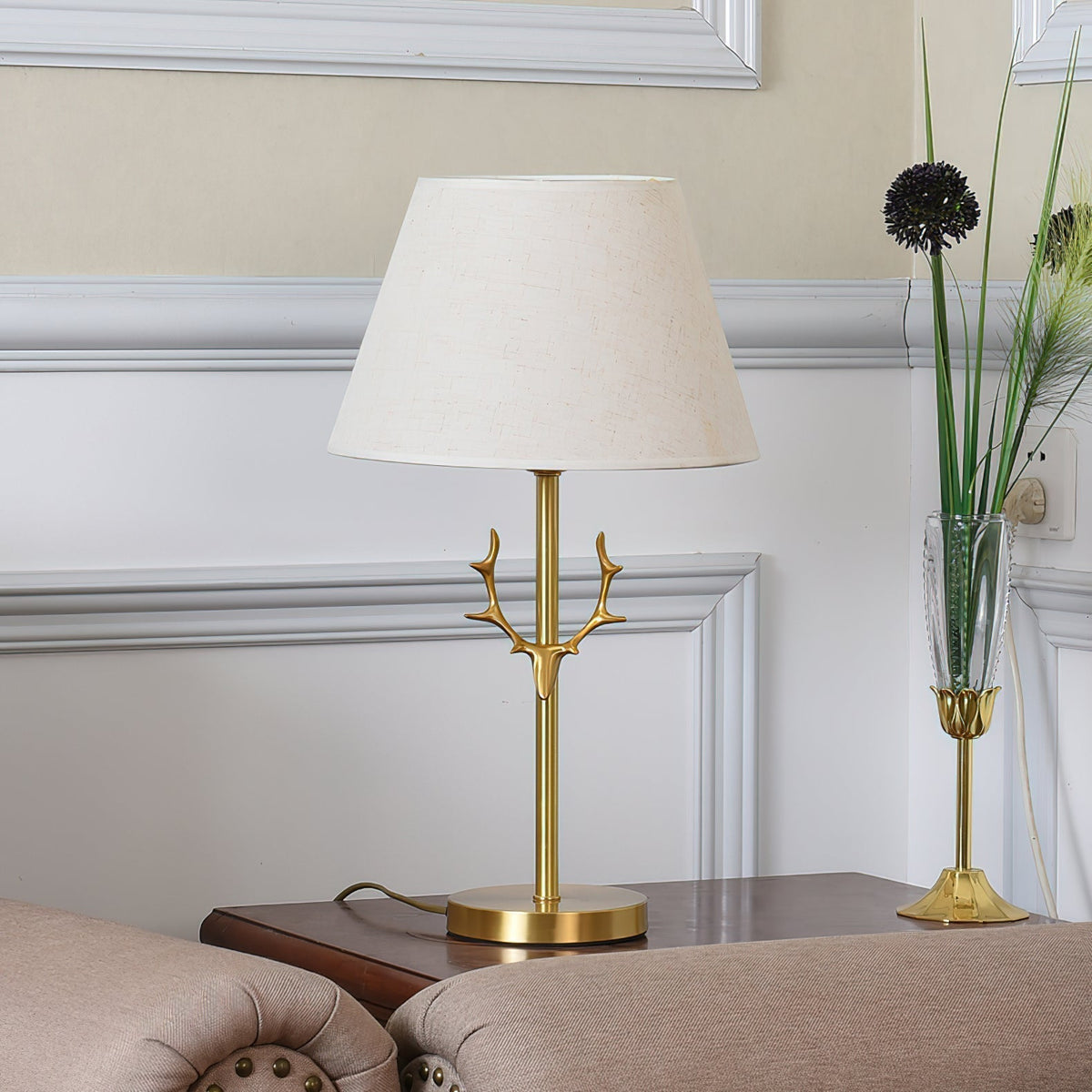Antler Elegance Brass Table Lamp