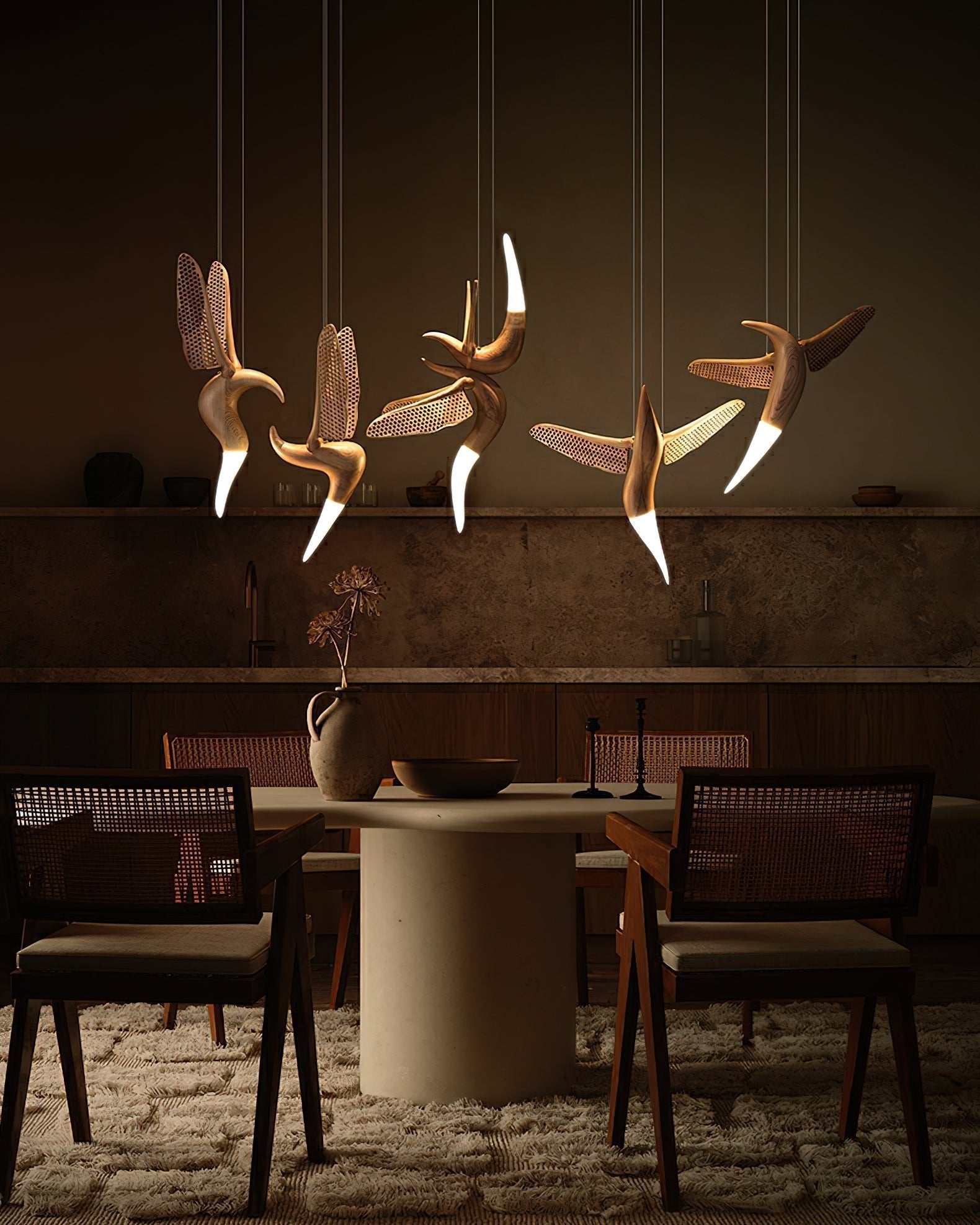 Elsilor Avian-Inspired Wood Pendant Light