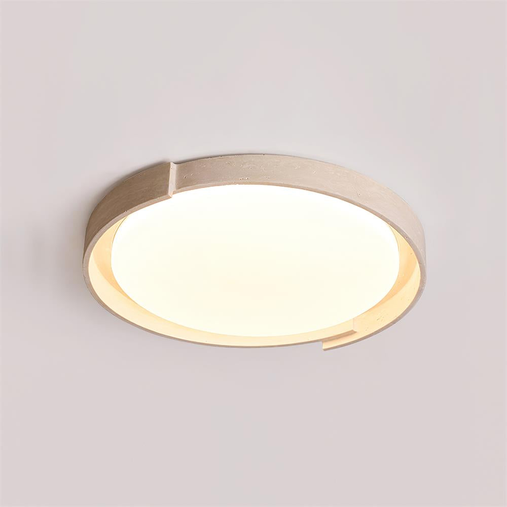 Juvio Minimalist Round Travertine Ceiling Light - Neutral Decor