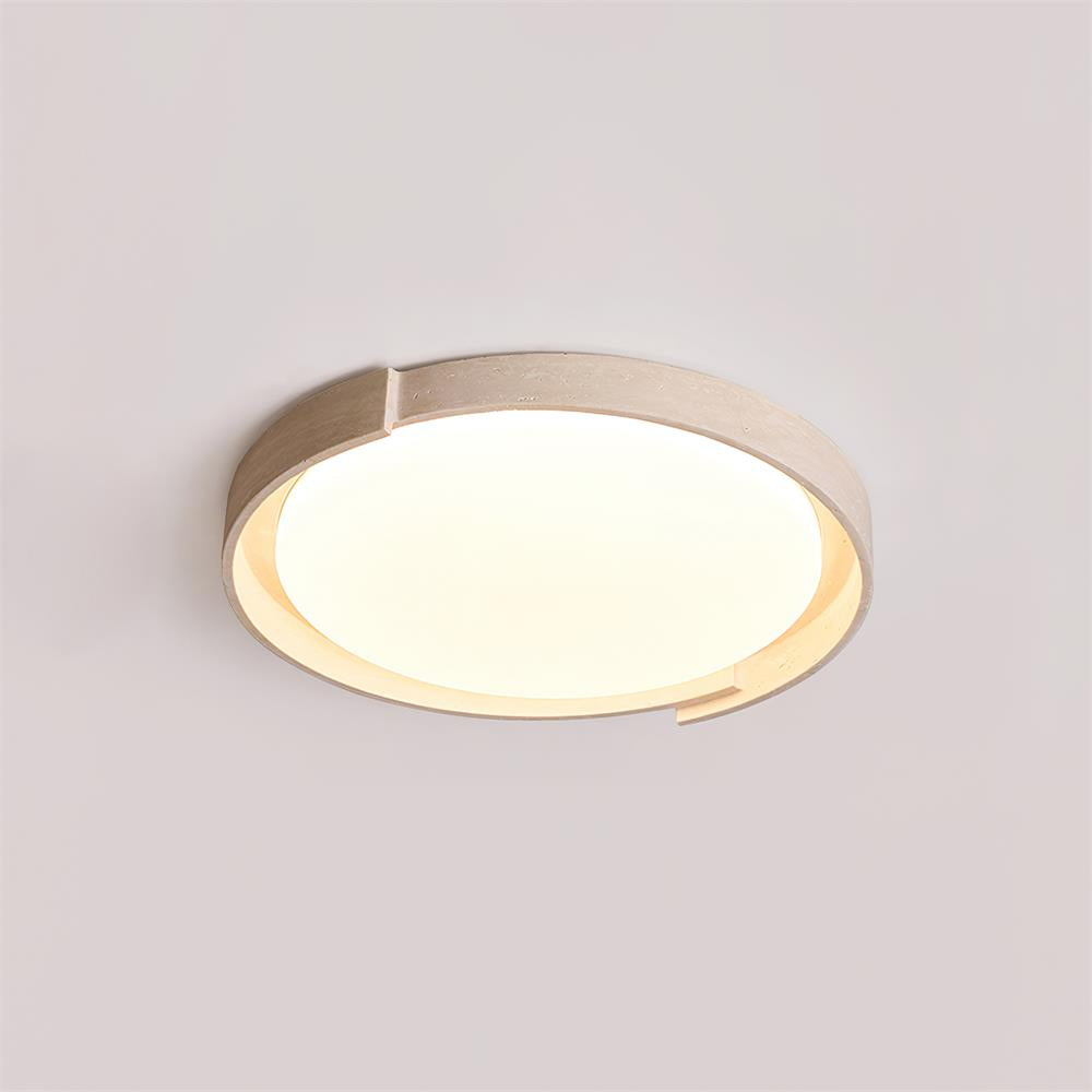 Juvio Minimalist Round Travertine Ceiling Light - Neutral Decor