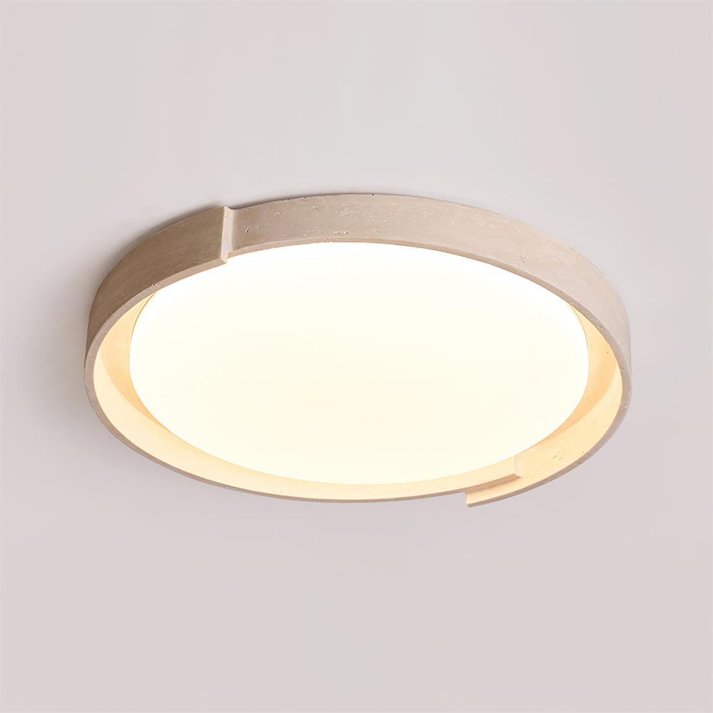 Juvio Minimalist Round Travertine Ceiling Light - Neutral Decor
