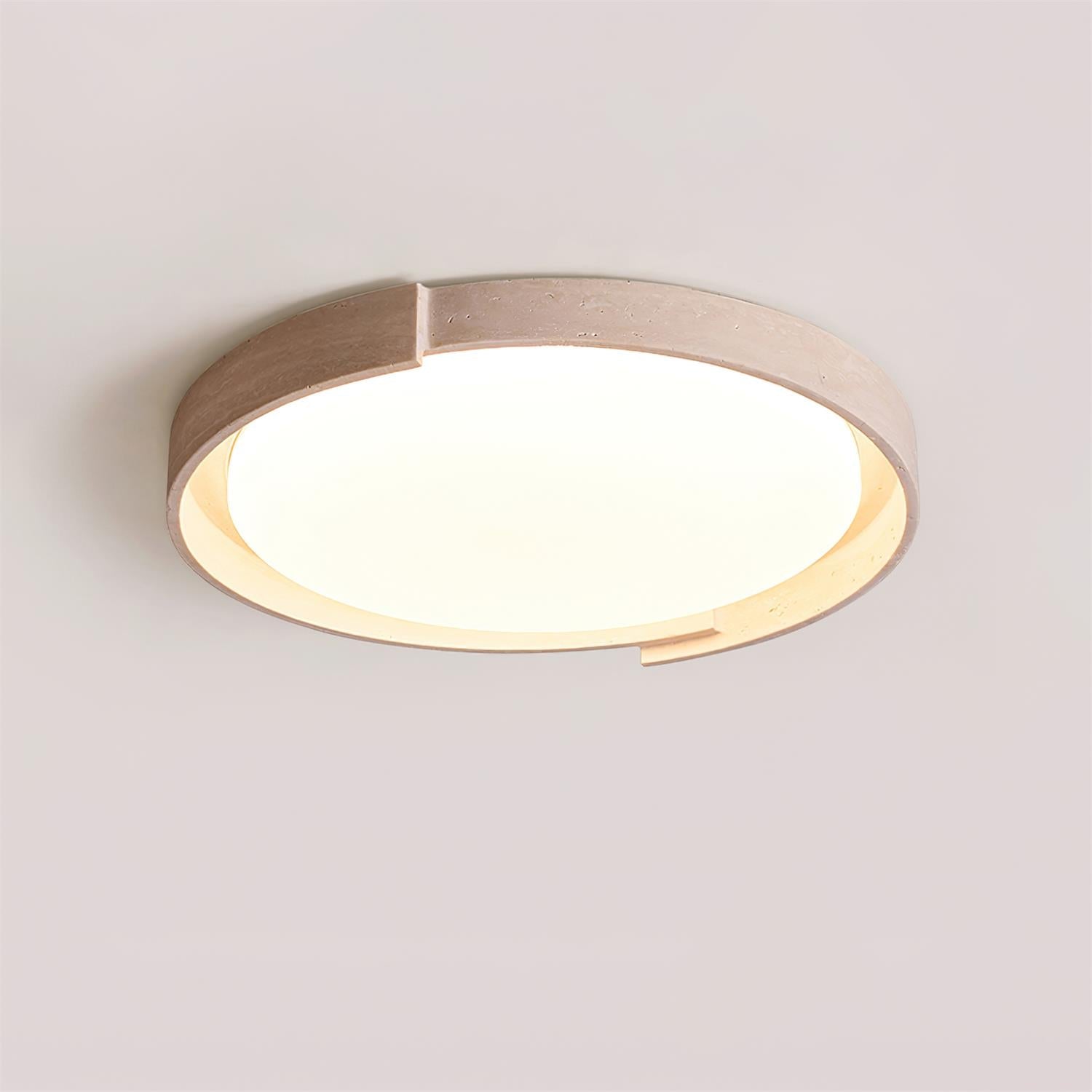Juvio Minimalist Round Travertine Ceiling Light - Neutral Decor