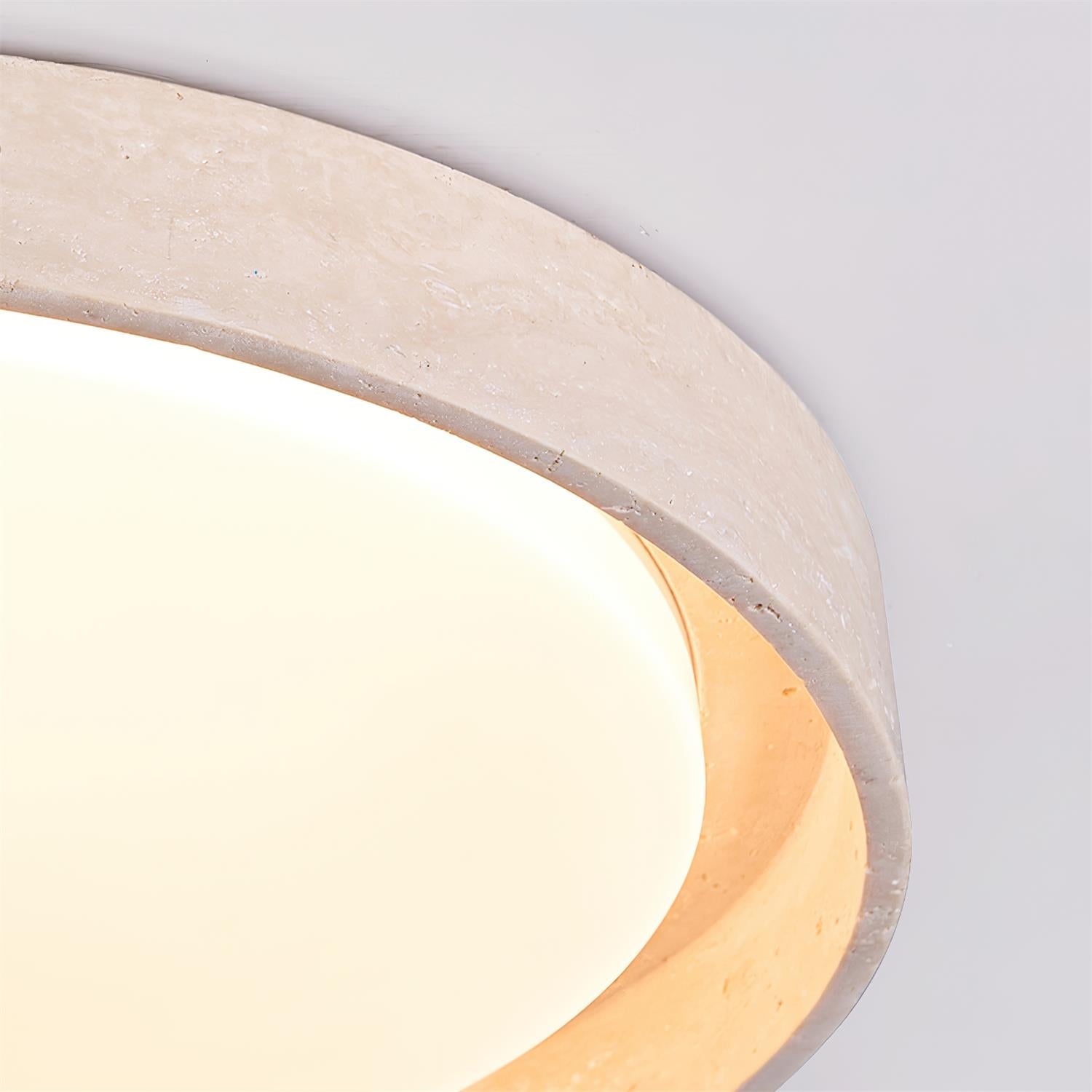 Juvio Minimalist Round Travertine Ceiling Light - Neutral Decor