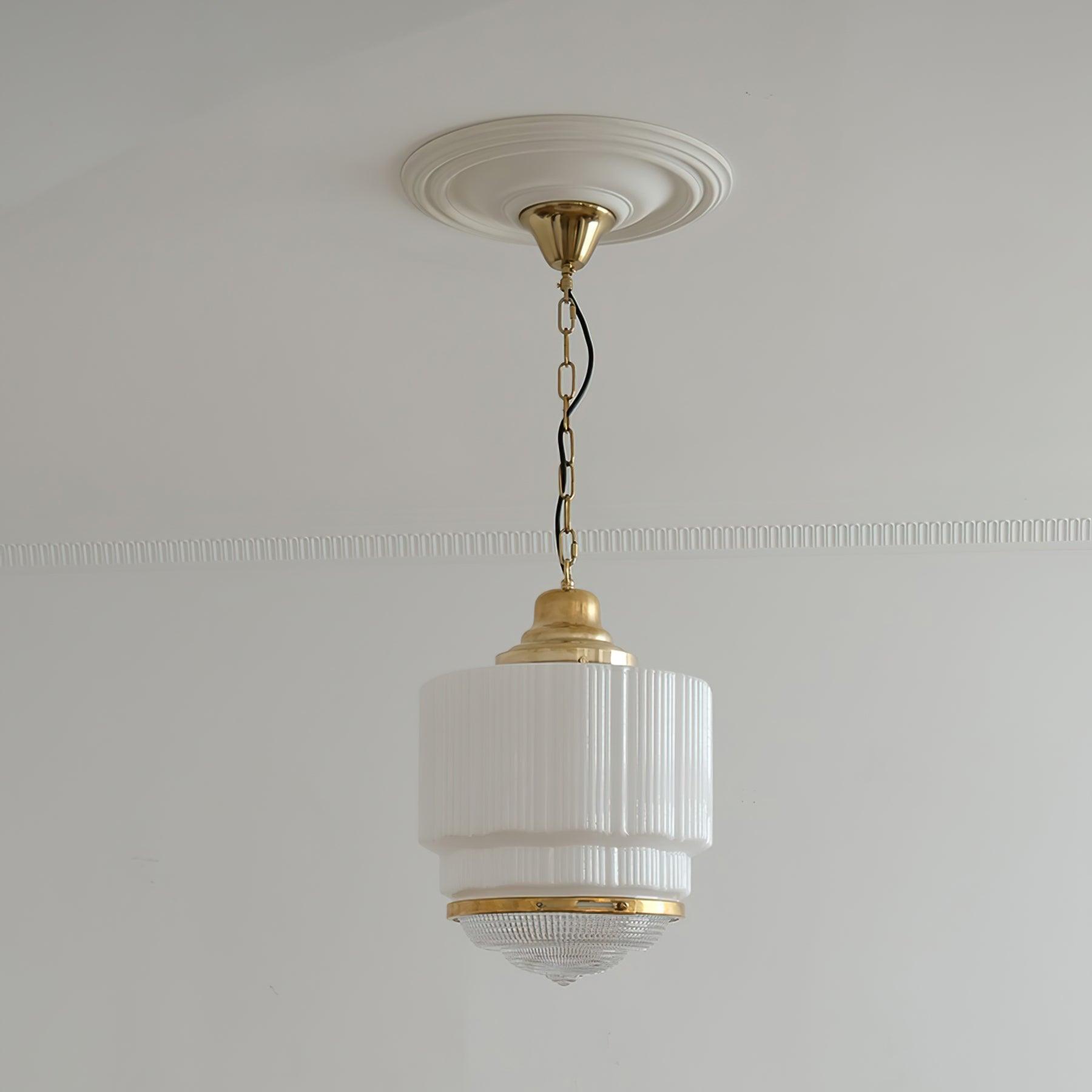 Celiina Pendant Light Brass Glass Ribbed