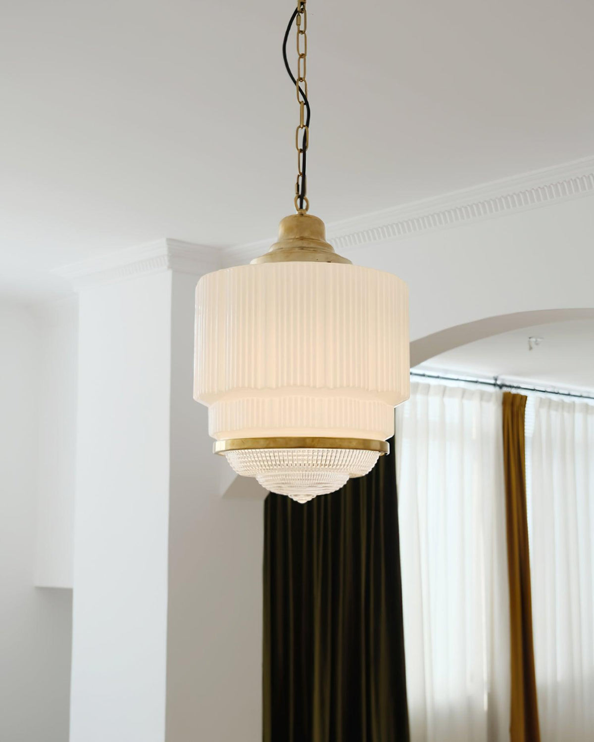 Celiina Pendant Light Brass Glass Ribbed