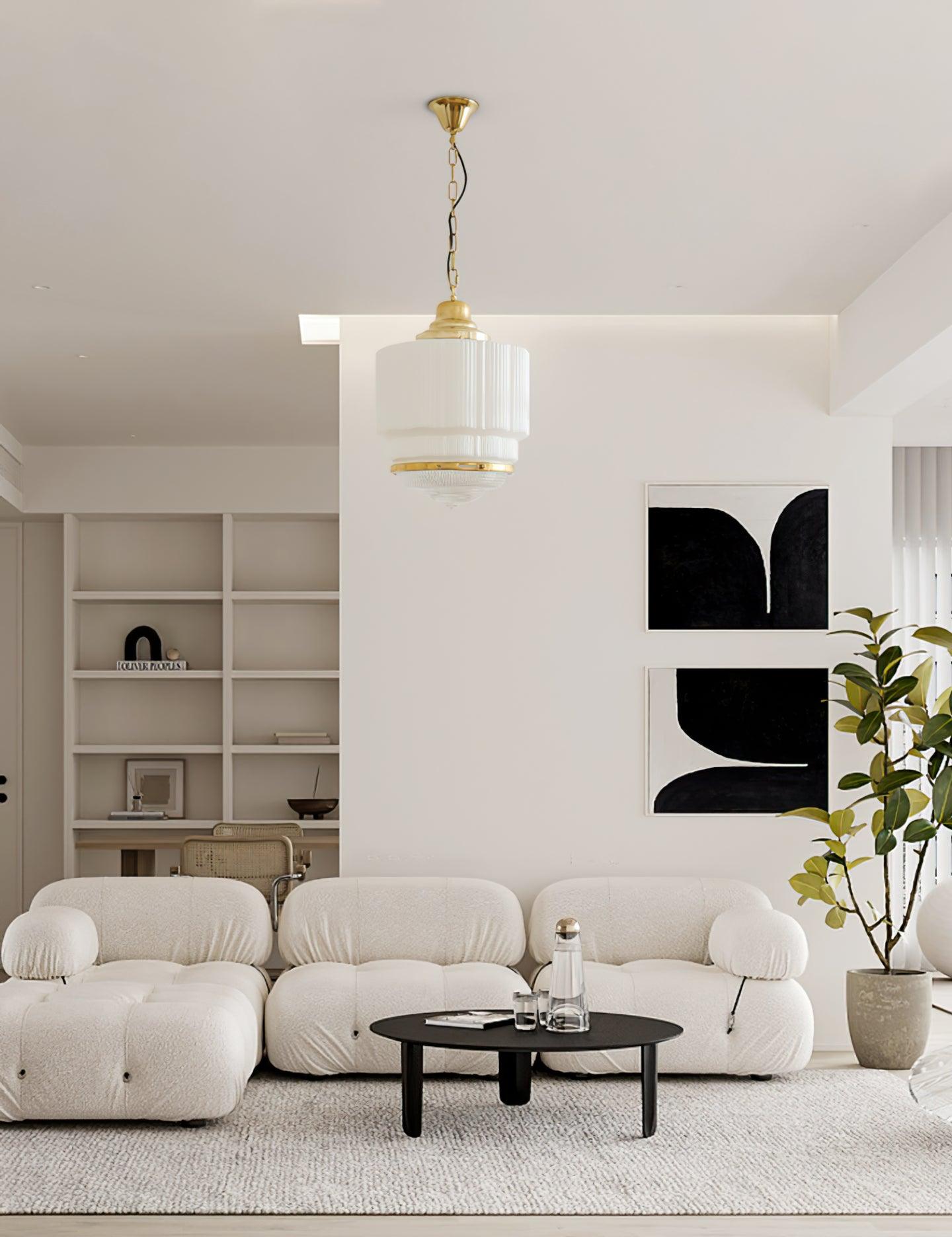 Celiina Pendant Light Brass Glass Ribbed