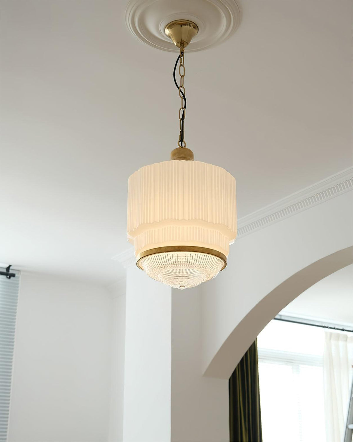 Celiina Pendant Light Brass Glass Ribbed