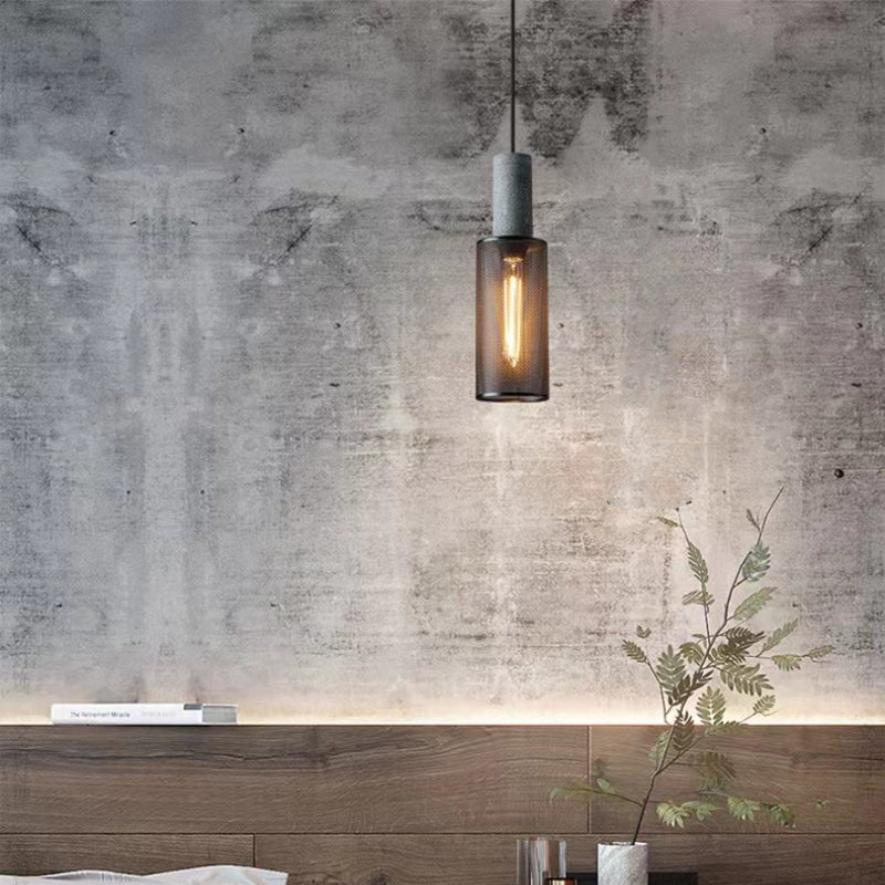 Arisha Industrial Cylindrical Pendant Light, Cement Wabi-Sabi - Neutral Decor