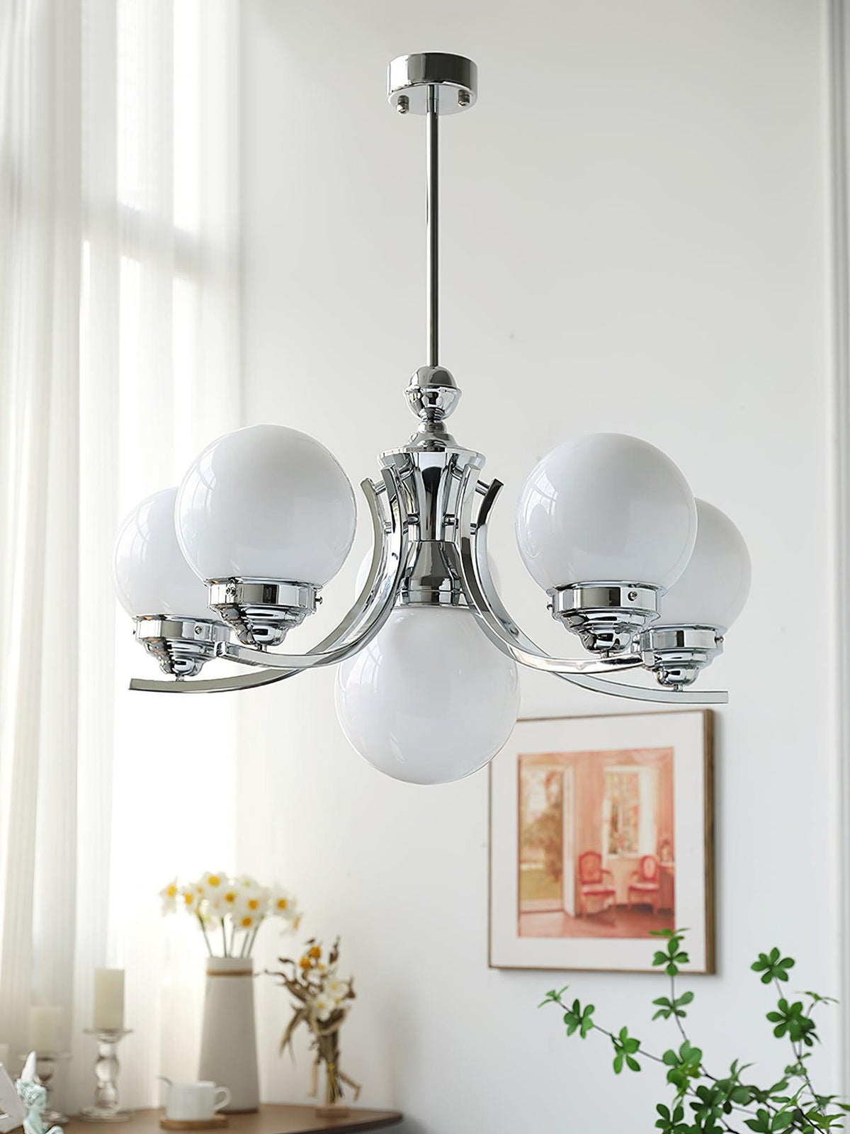 Dusk Chandelier Globe Chrome Modern 5-Light