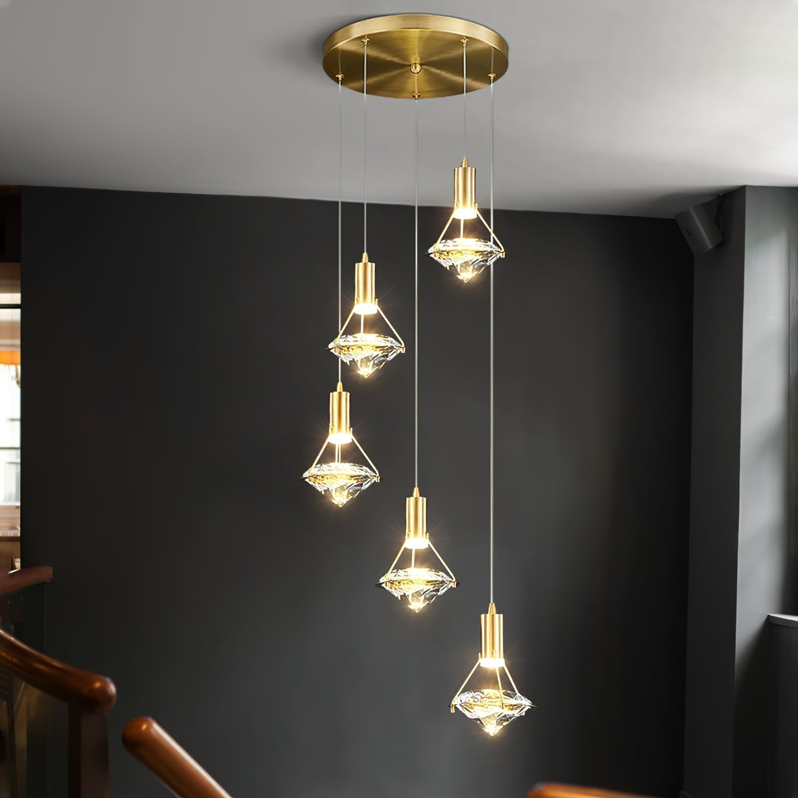Cira Pendant Lamp Brass Crystal Elegant