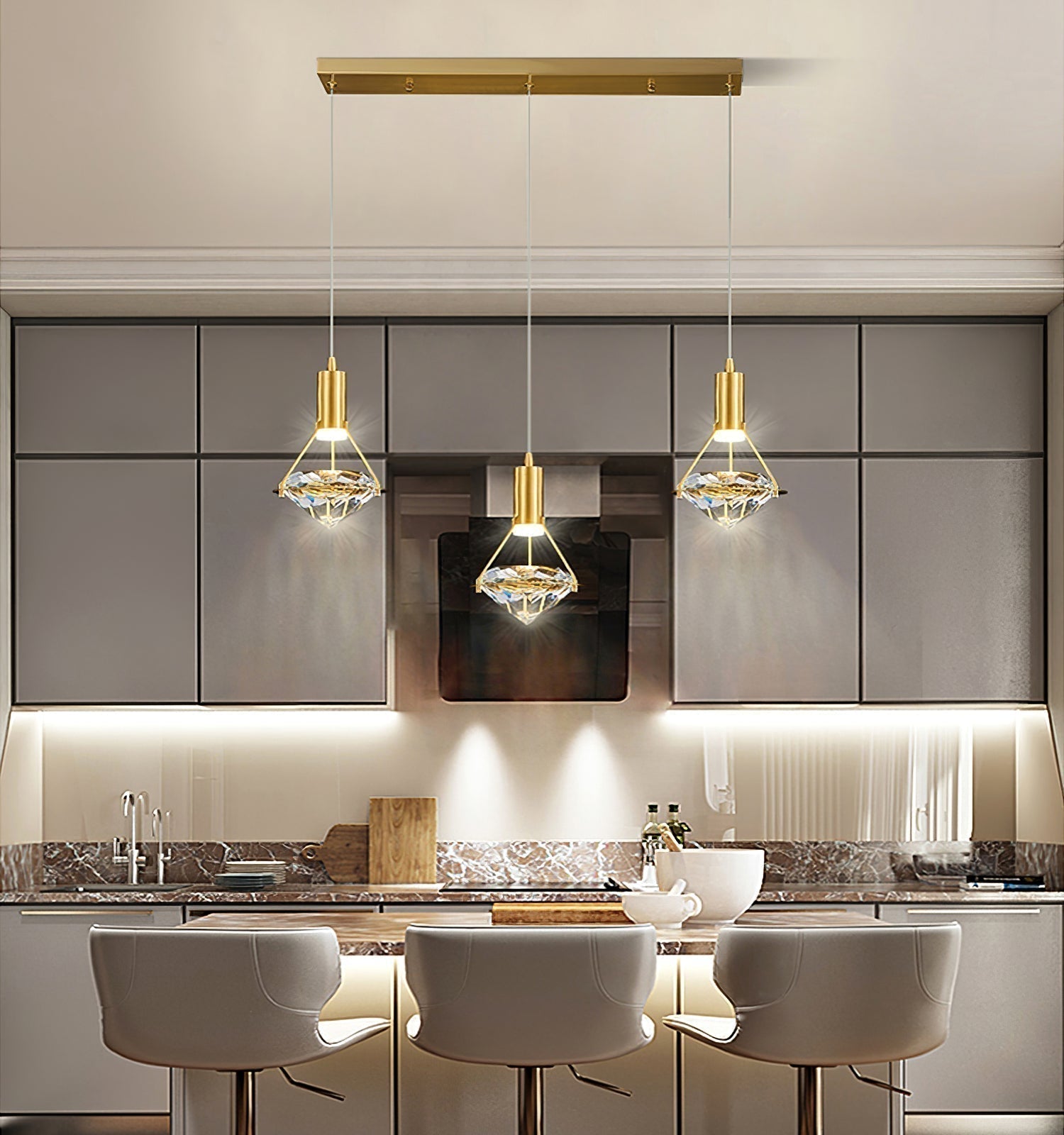 Cira Pendant Lamp Brass Crystal Elegant
