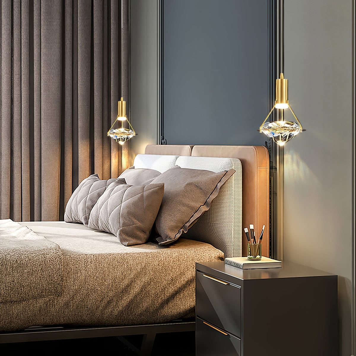 Cira Pendant Lamp Brass Crystal Elegant