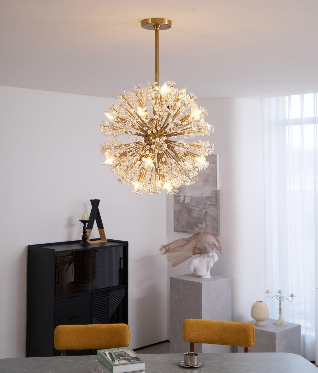 Zene Chandelier Dickinson Gold Crystal Starburst