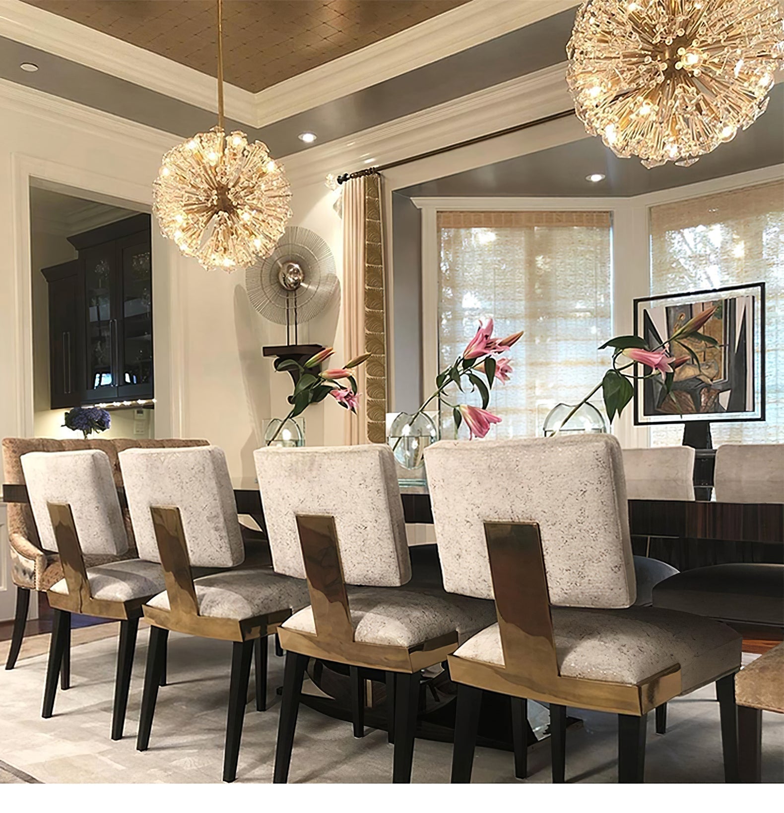 Zene Chandelier Dickinson Gold Crystal Starburst