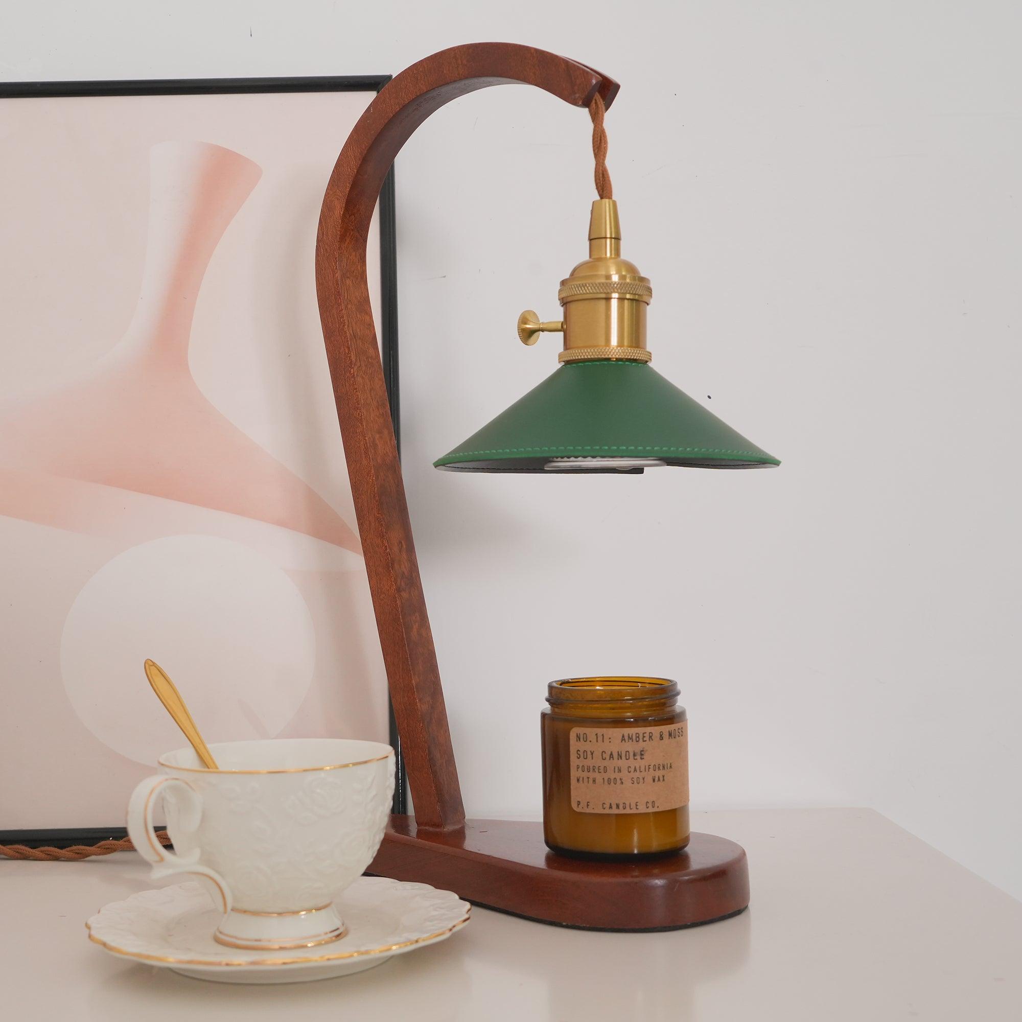 Elvuia Green Wood Table Lamp