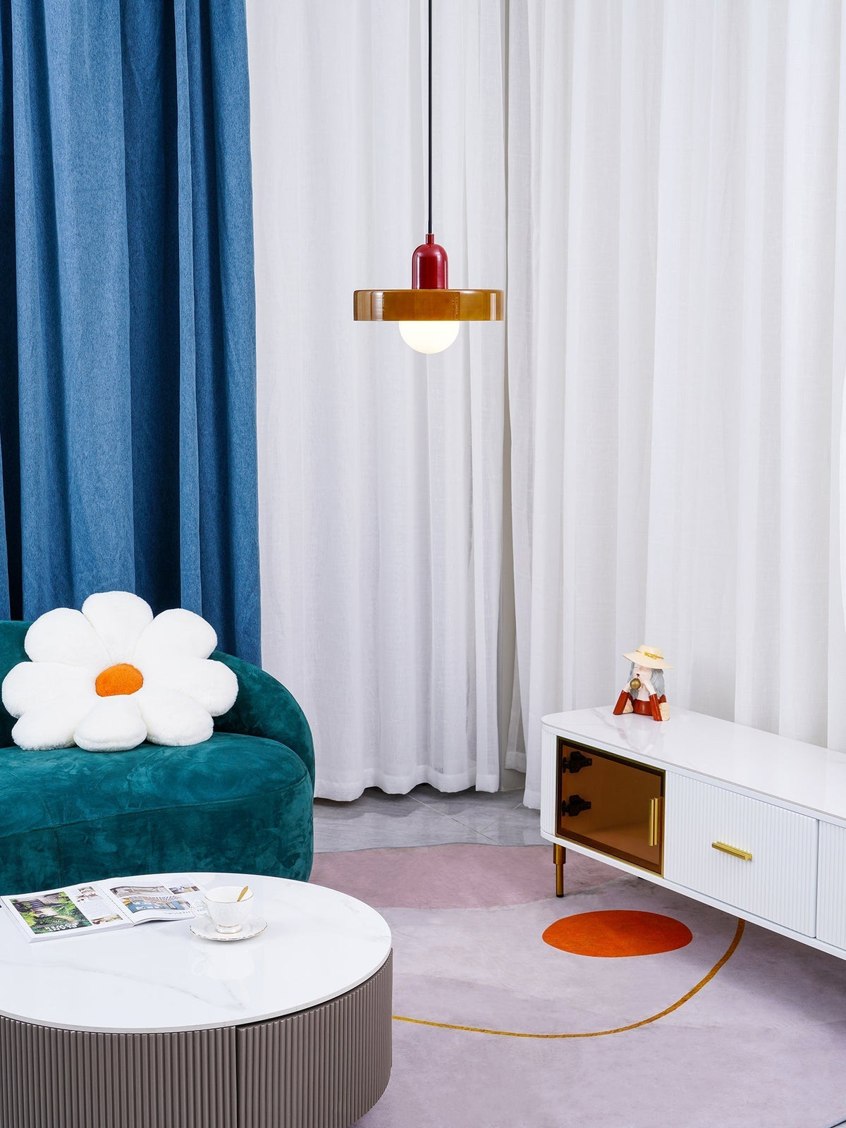 Jovial Minimalist Disc Orb Swag Glass Pendant Lights Plug-in