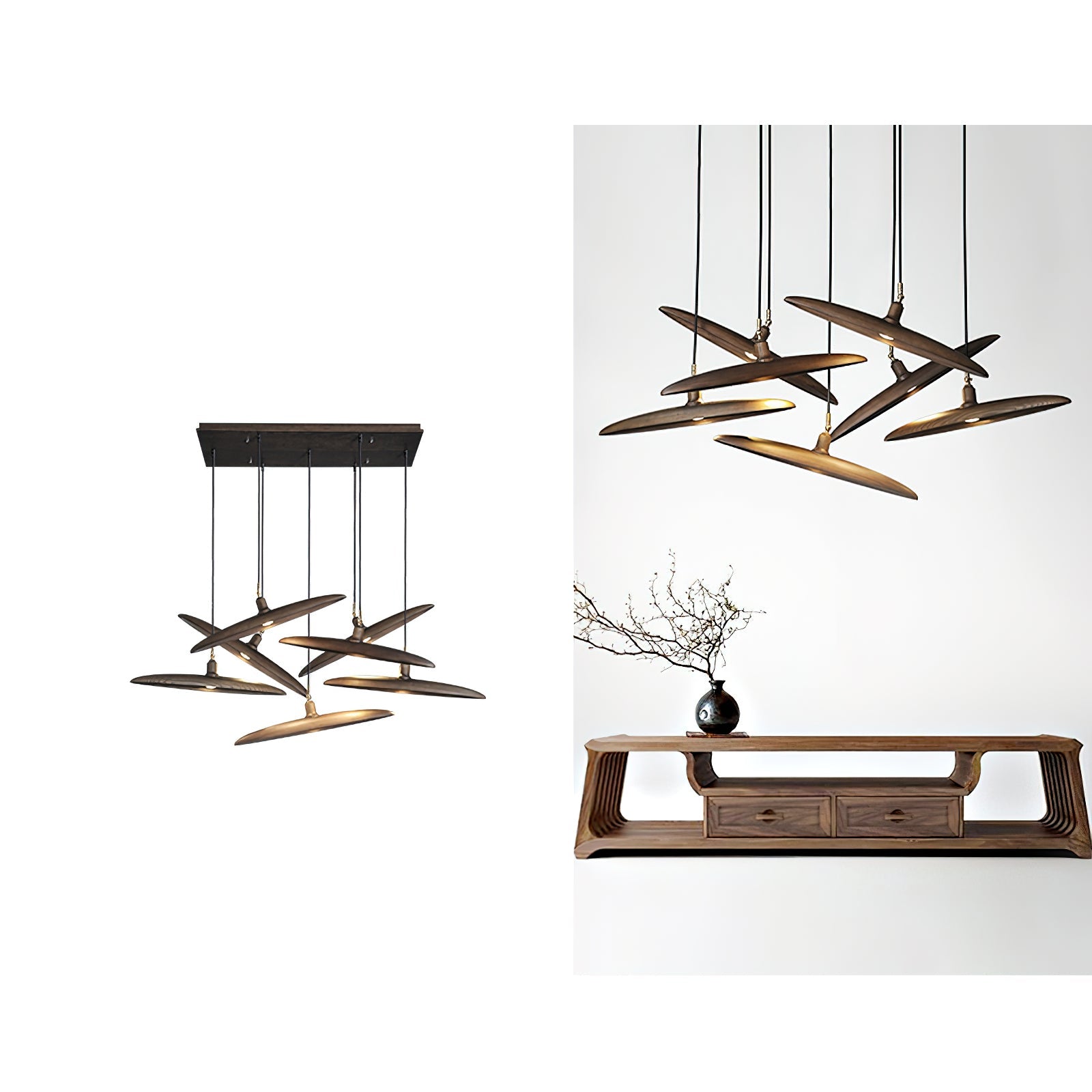 Zelirira Blade Wood Pendant Light