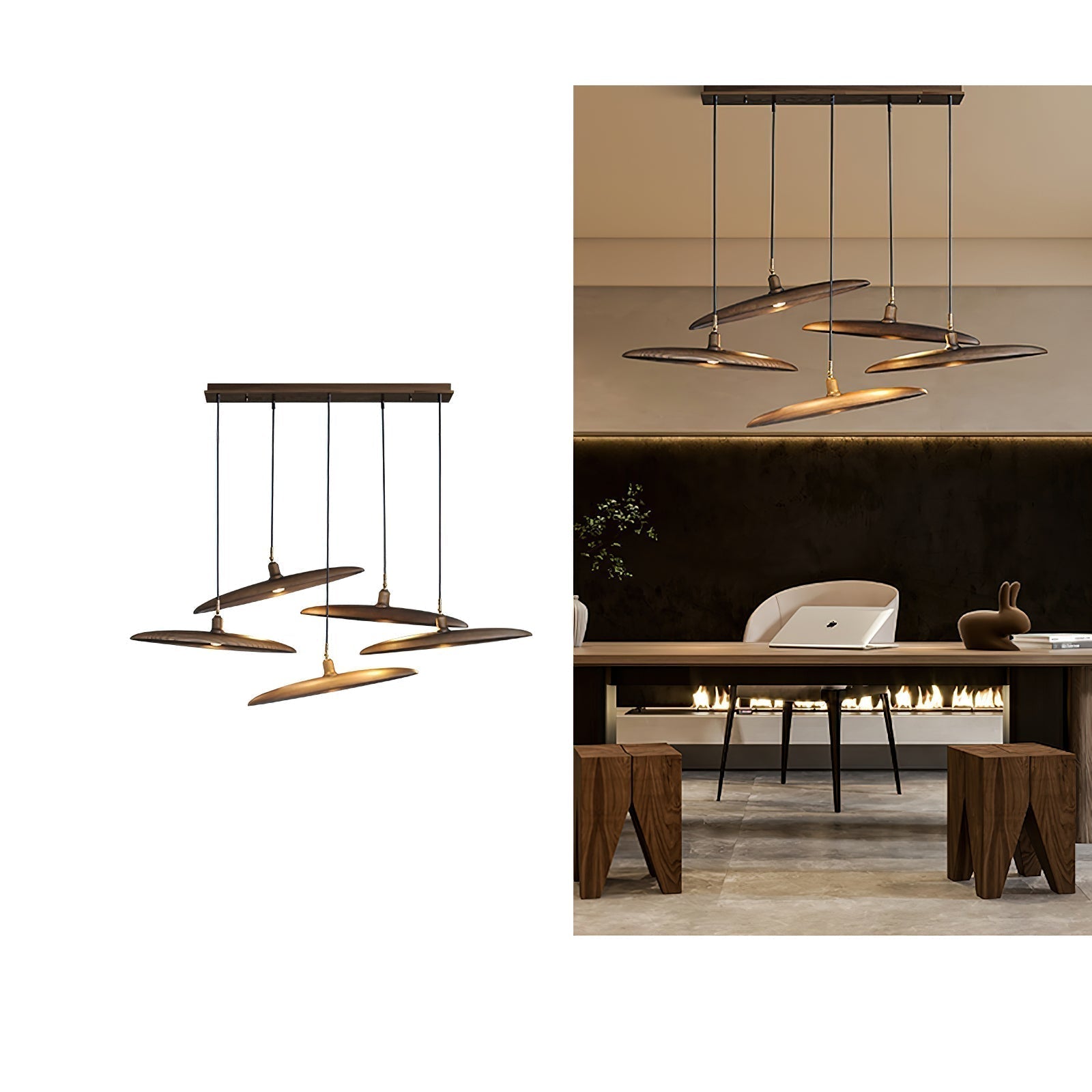 Zelirira Blade Wood Pendant Light