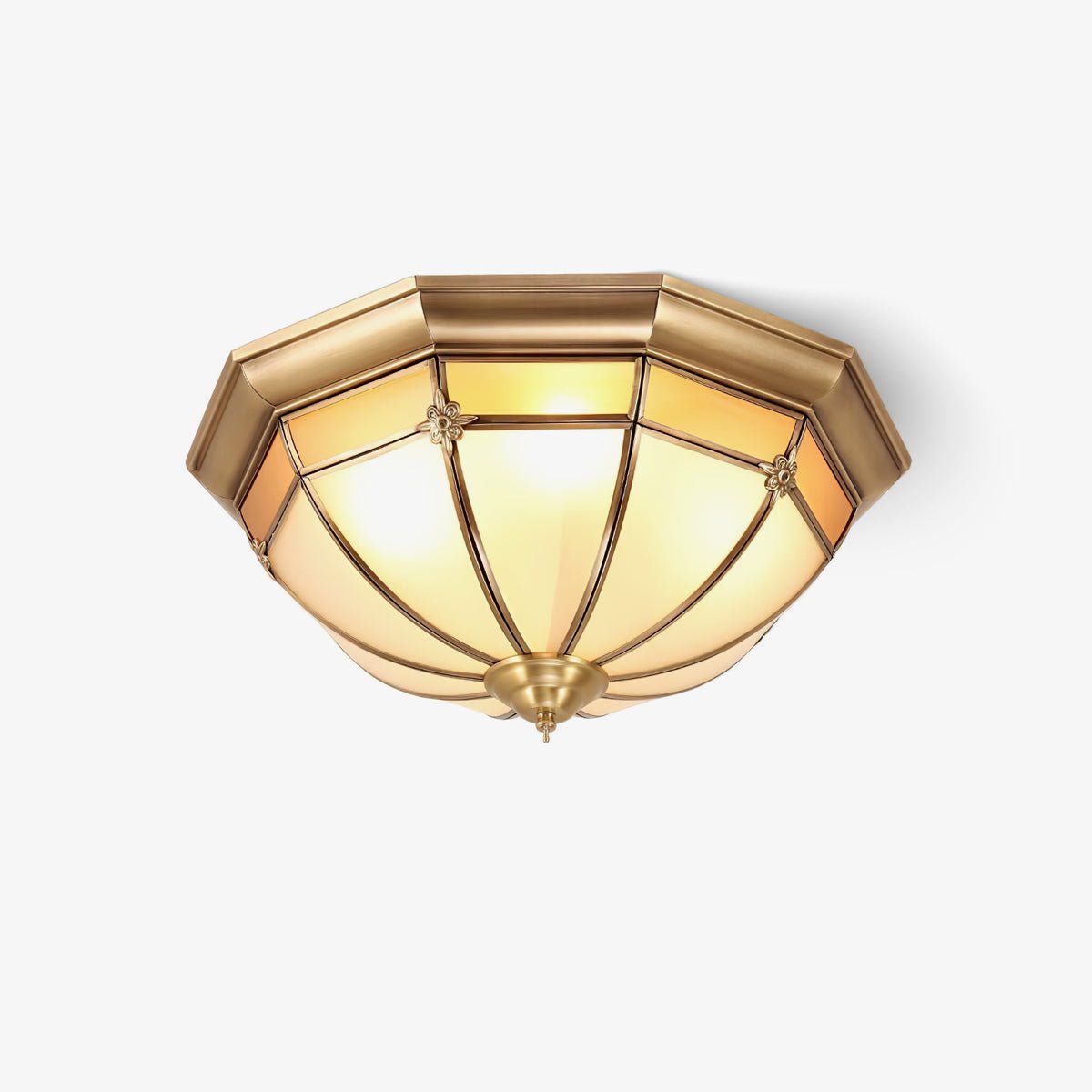 Vovynan Elegance Dome Brass Glass Flush Ceiling Lamp