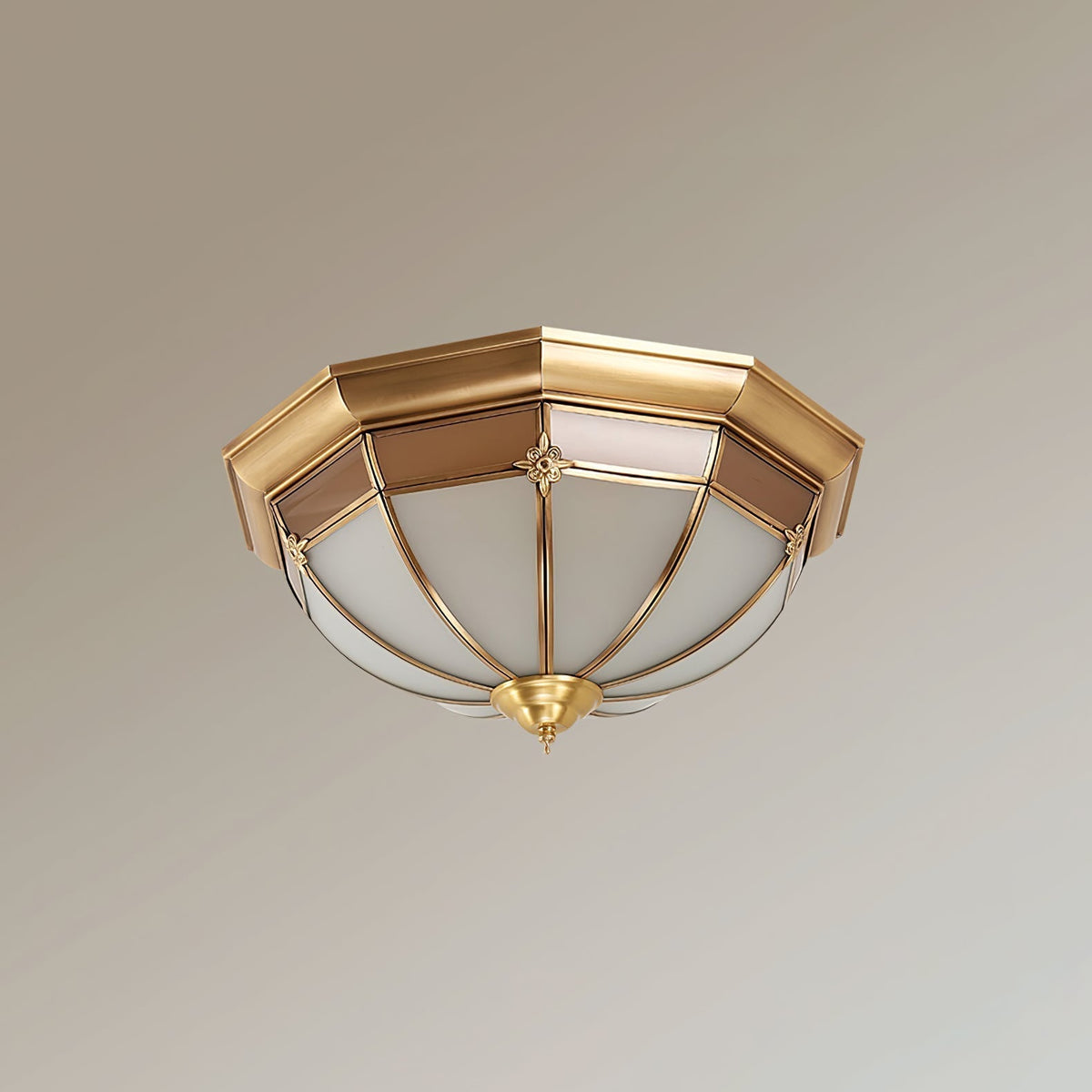 Vovynan Elegance Dome Brass Glass Flush Ceiling Lamp