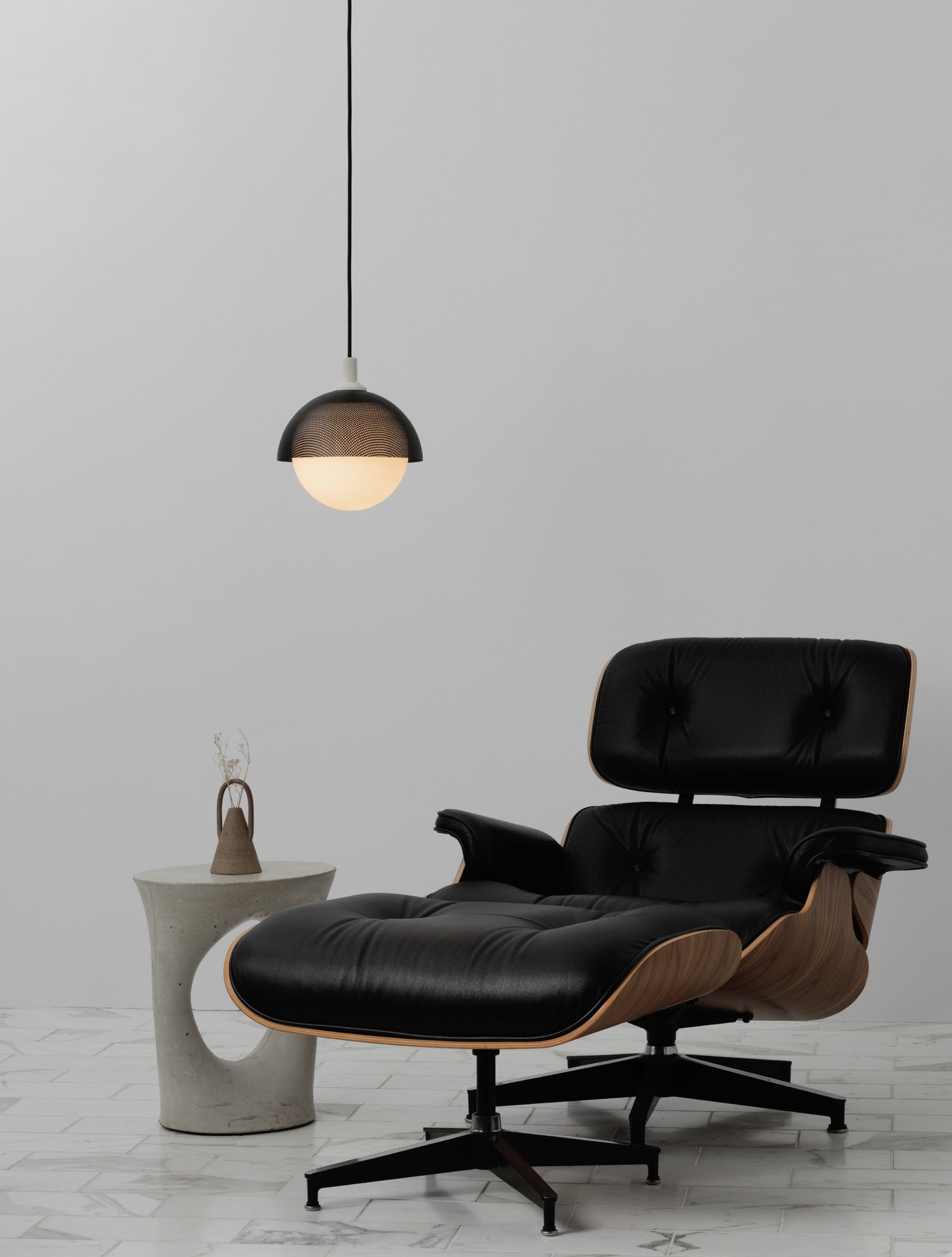Pith Modern Minimalist Dome Perforated Wooden Pendant Lamp - Neutral Decor