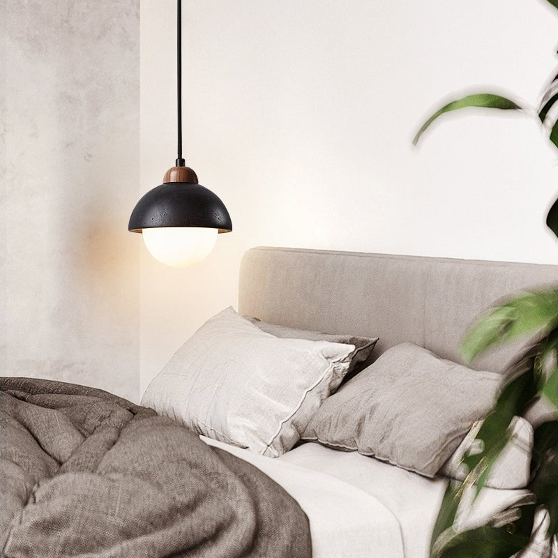 Tavoria Simple Domewood Black Travertine Pendant Lamp