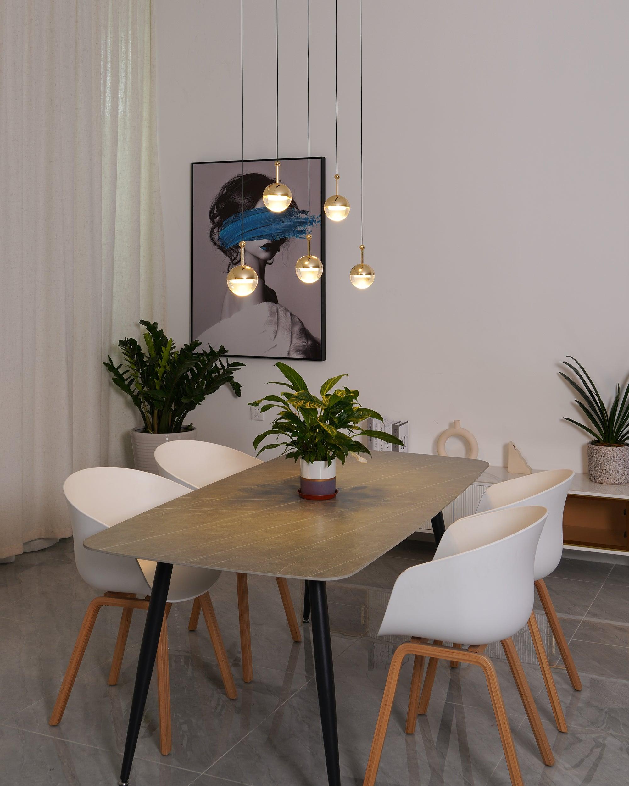 Solara Pendant Lamp Steel Glass Multi Drop Minimalist Staircase - Neutral Decor