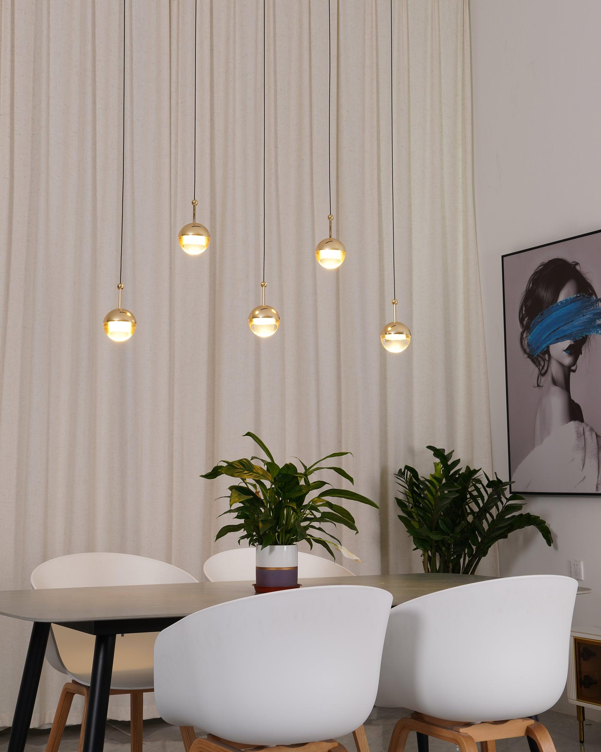 Solara Pendant Lamp Steel Glass Multi Drop Minimalist Staircase - Neutral Decor