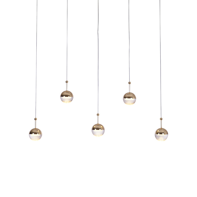 Solara Pendant Lamp Steel Glass Multi Drop Minimalist Staircase - Neutral Decor