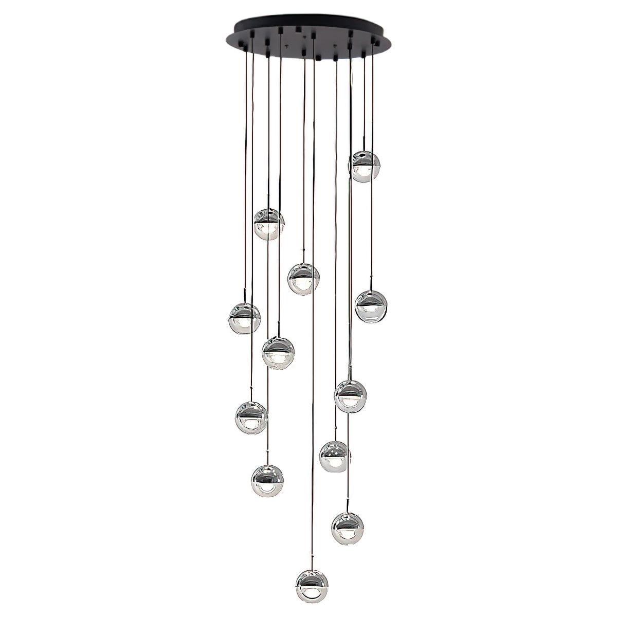 Solara Pendant Lamp Steel Glass Multi Drop Minimalist Staircase - Neutral Decor