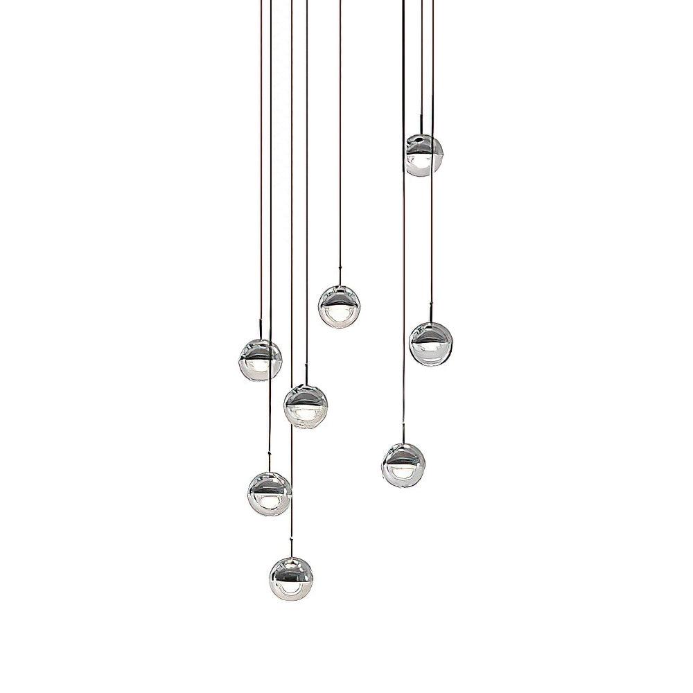 Solara Pendant Lamp Steel Glass Multi Drop Minimalist Staircase - Neutral Decor