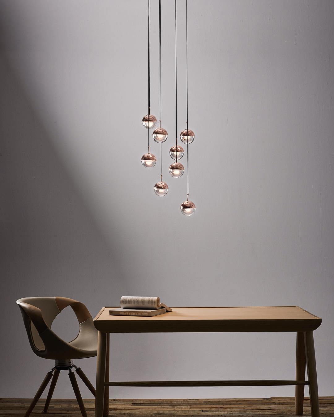 Solara Pendant Lamp Steel Glass Multi Drop Minimalist Staircase - Neutral Decor