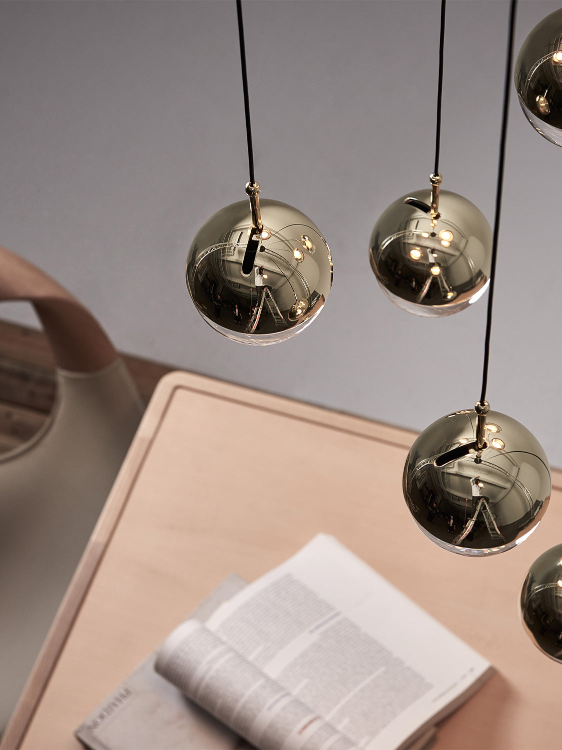 Solara Pendant Lamp Steel Glass Multi Drop Minimalist Staircase - Neutral Decor