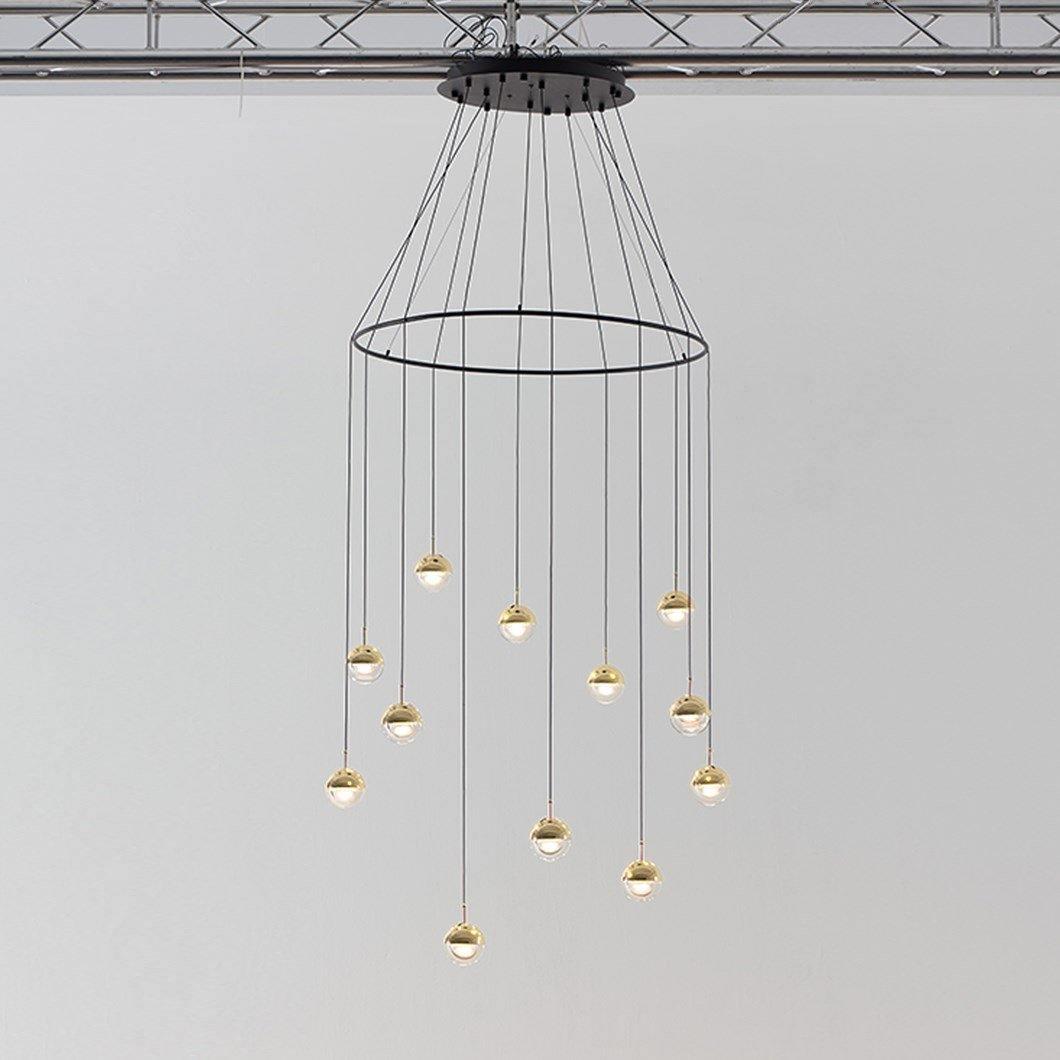 Solara Pendant Lamp Steel Glass Multi Drop Minimalist Staircase - Neutral Decor