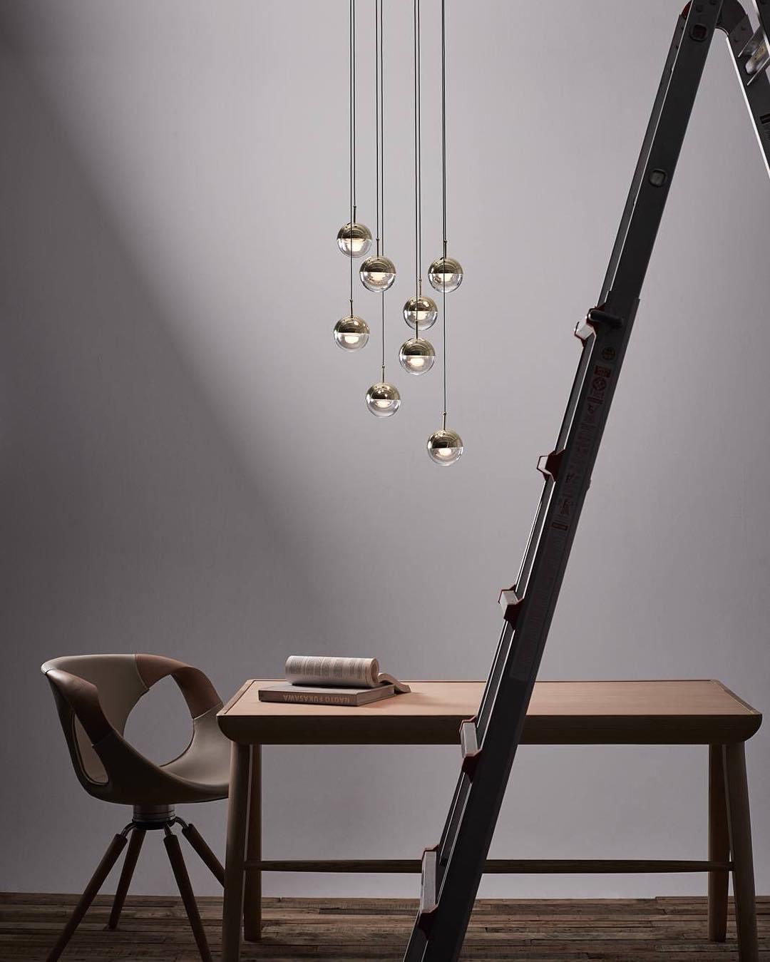 Solara Pendant Lamp Steel Glass Multi Drop Minimalist Staircase - Neutral Decor