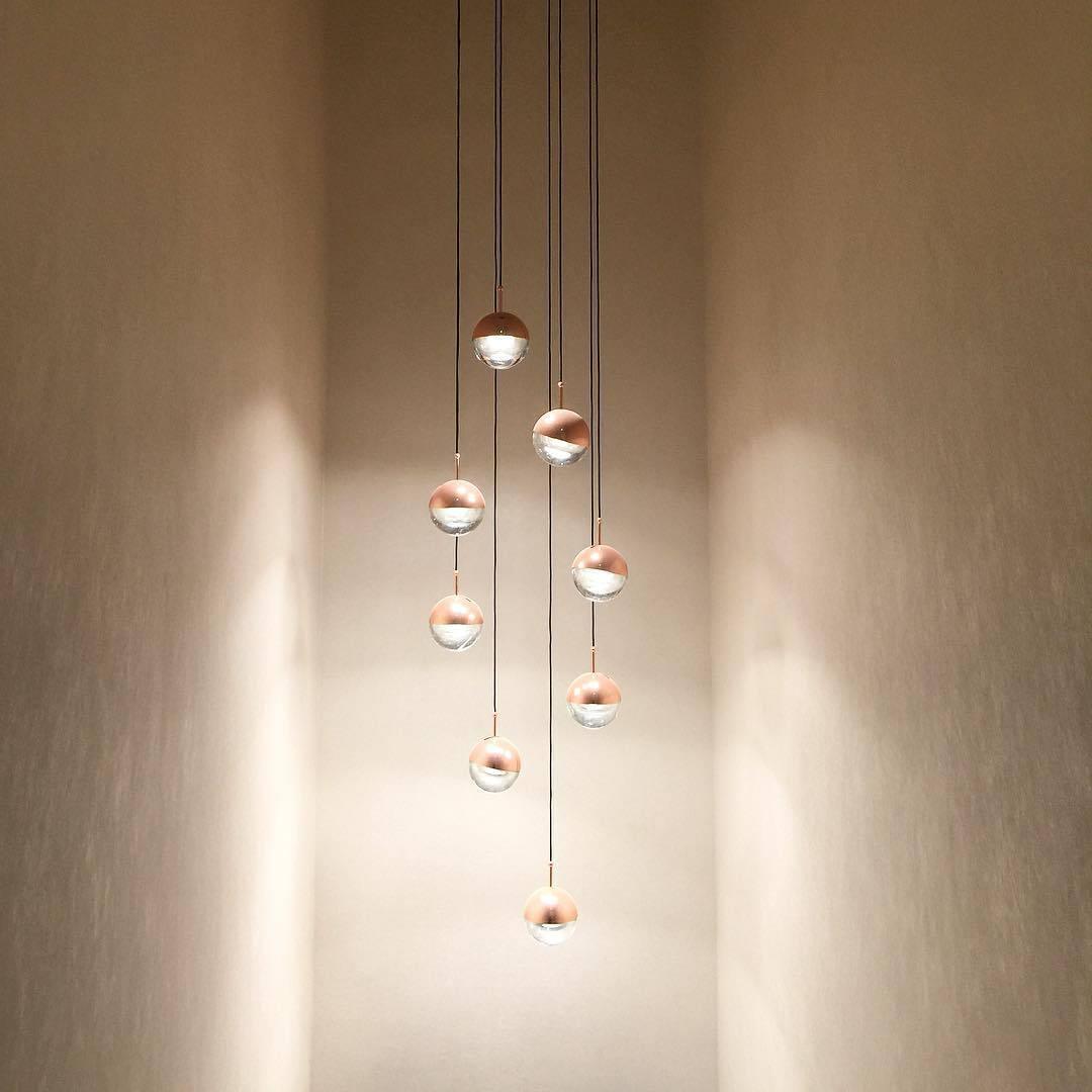 Solara Pendant Lamp Steel Glass Multi Drop Minimalist Staircase - Neutral Decor