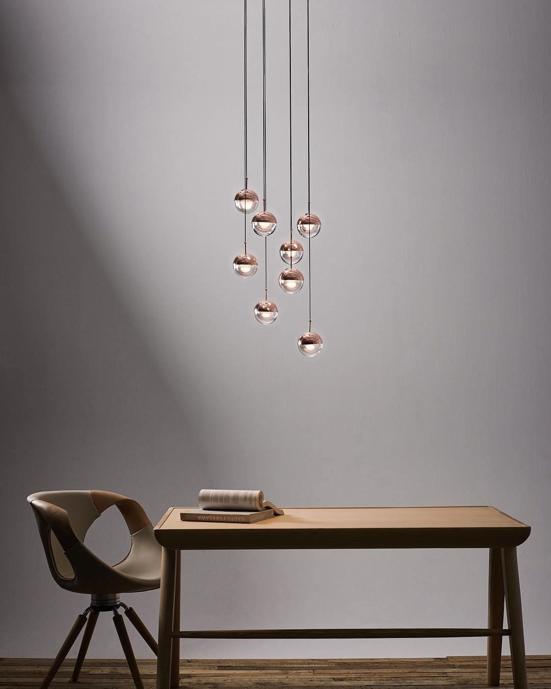 Solara Pendant Lamp Steel Glass Multi Drop Minimalist Staircase - Neutral Decor