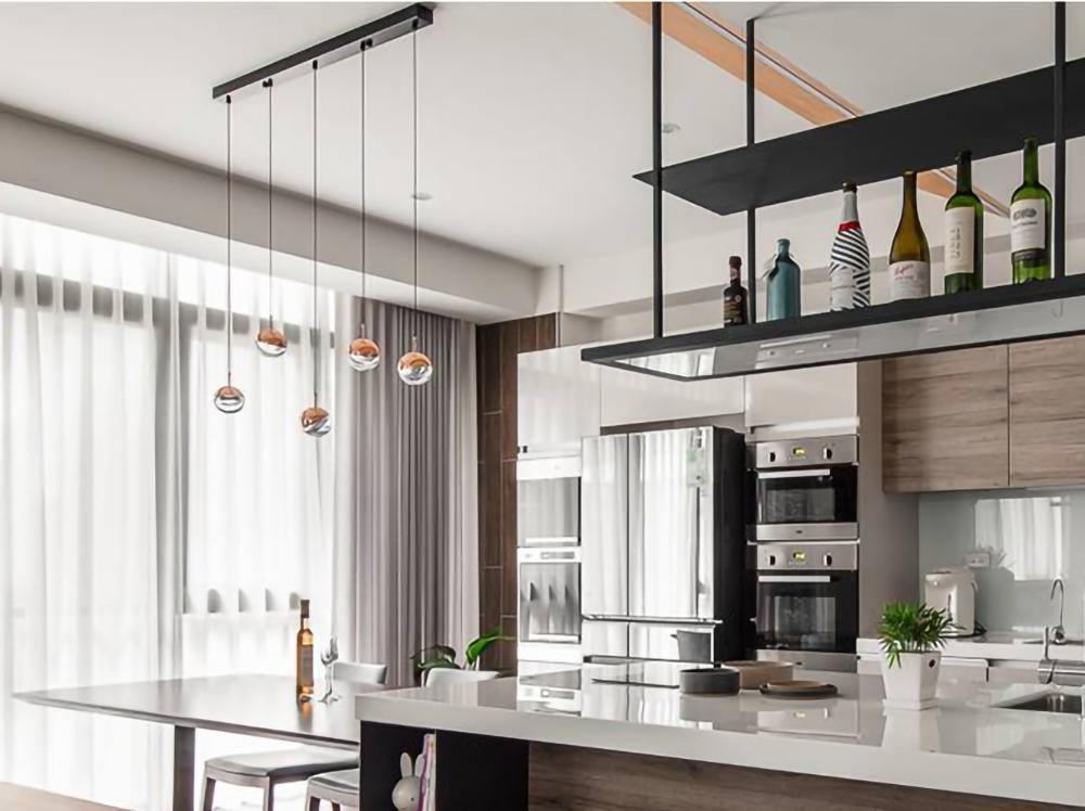 Solara Pendant Lamp Steel Glass Multi Drop Minimalist Staircase - Neutral Decor