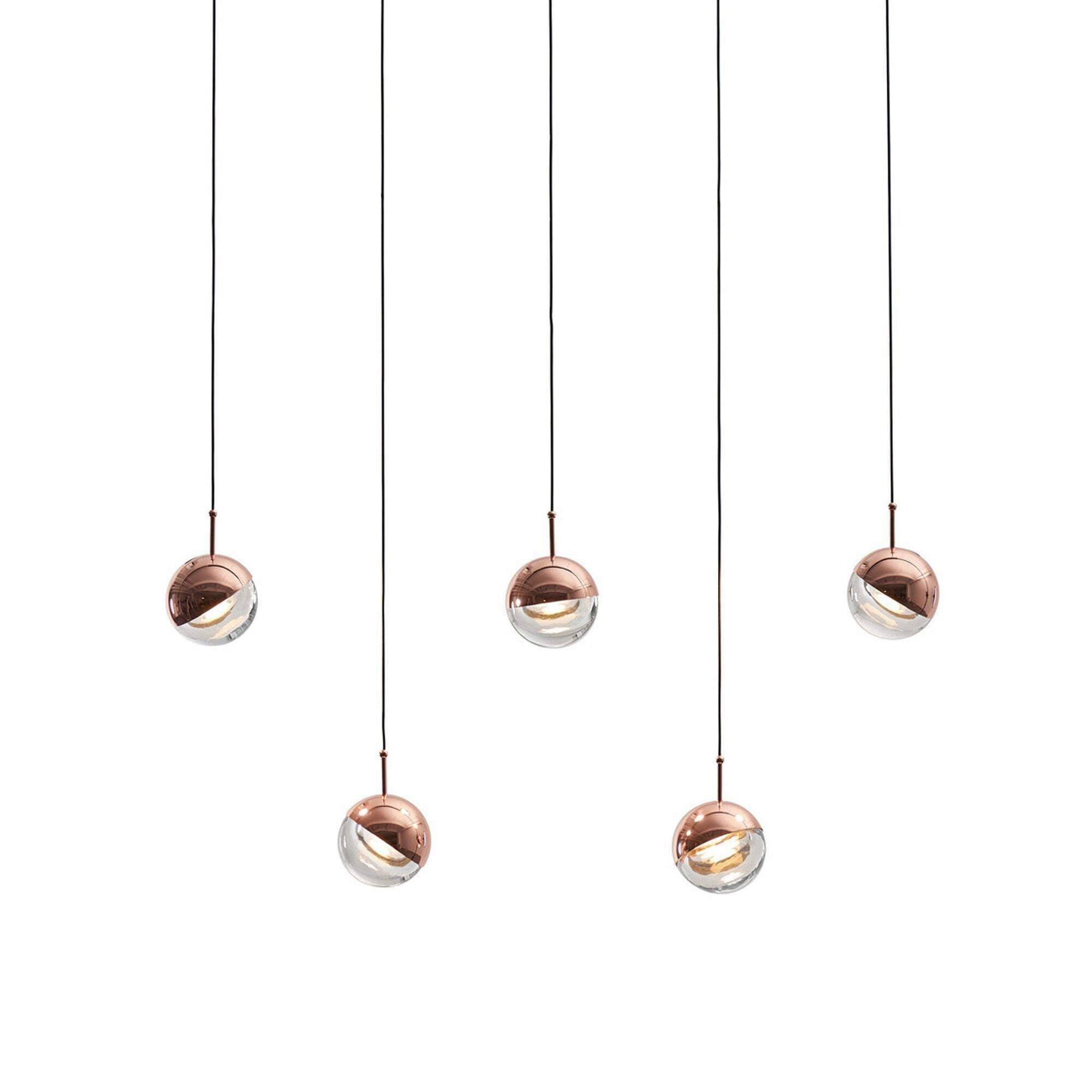 Solara Pendant Lamp Steel Glass Multi Drop Minimalist Staircase - Neutral Decor