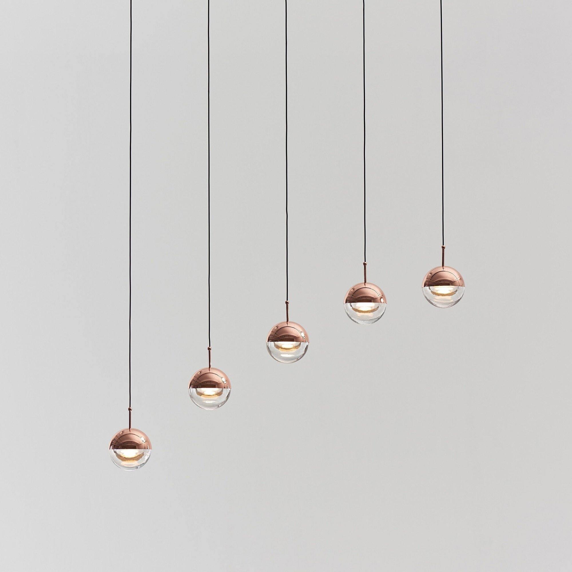 Solara Pendant Lamp Steel Glass Multi Drop Minimalist Staircase - Neutral Decor