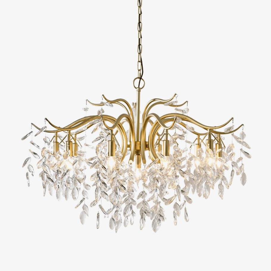 Firnal Chandelier Iron & Crystal Leaf