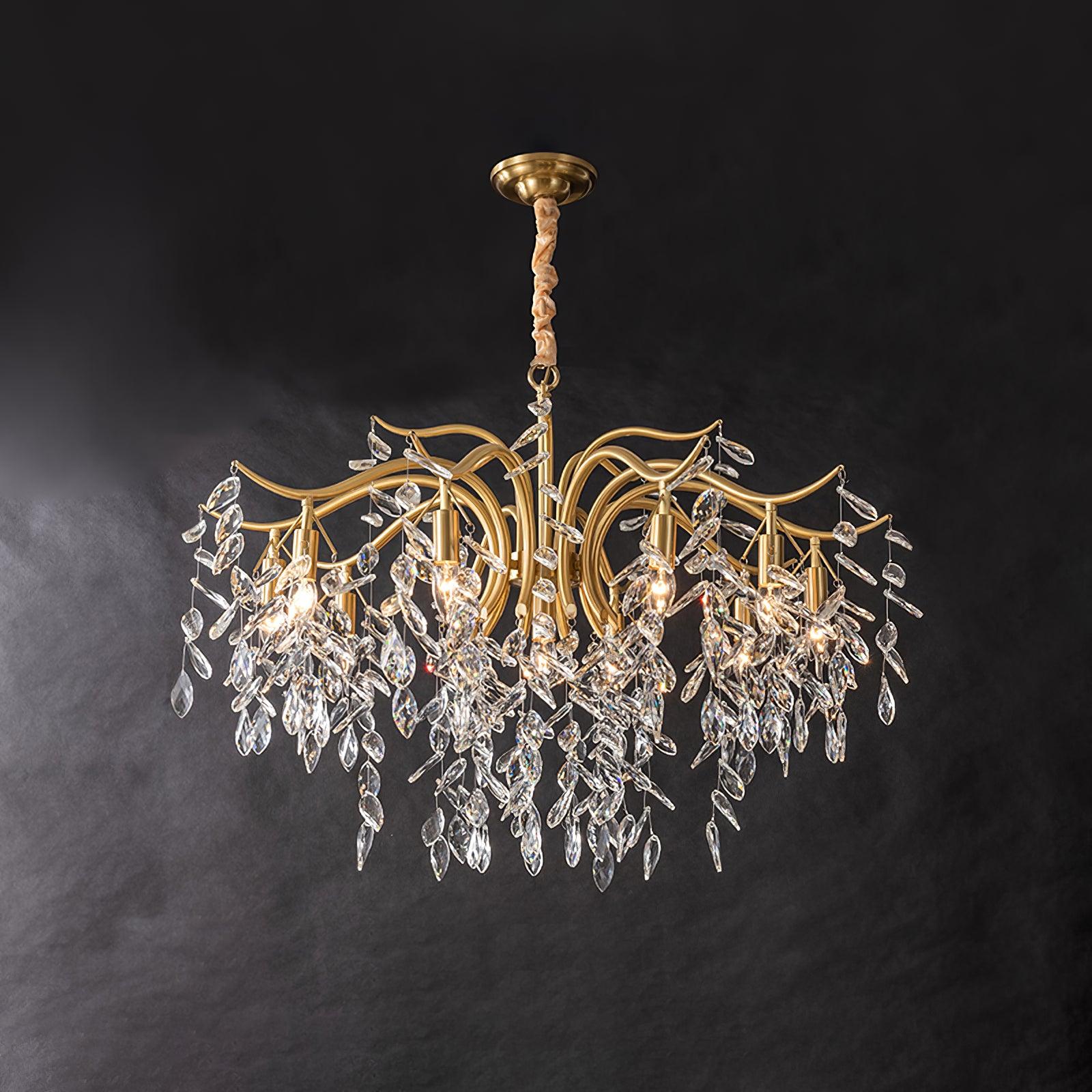 Firnal Chandelier Iron & Crystal Leaf