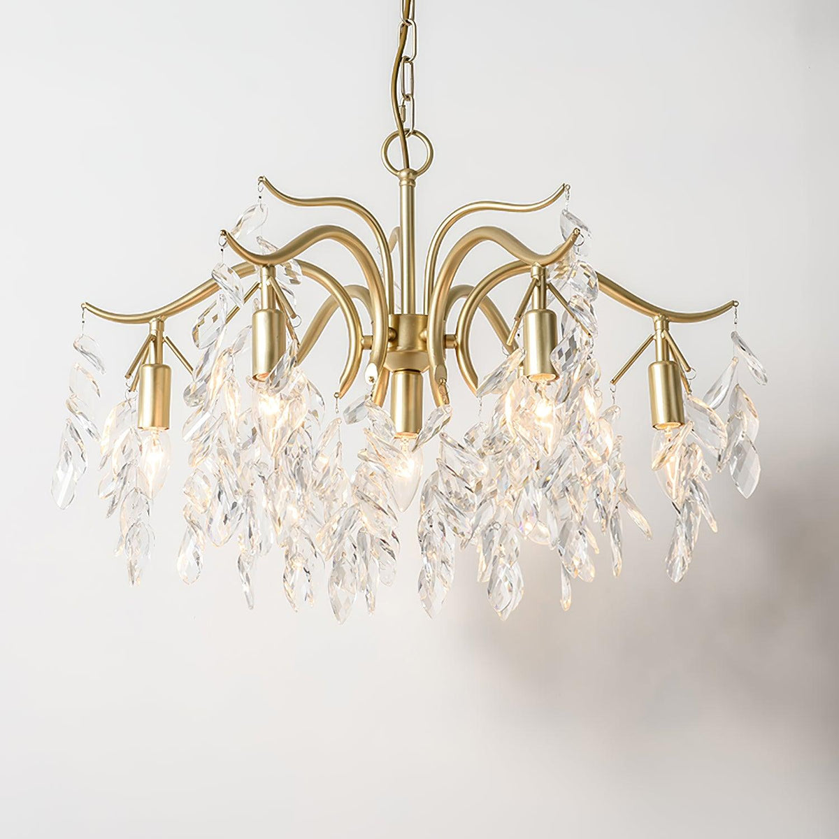 Firnal Chandelier Iron & Crystal Leaf