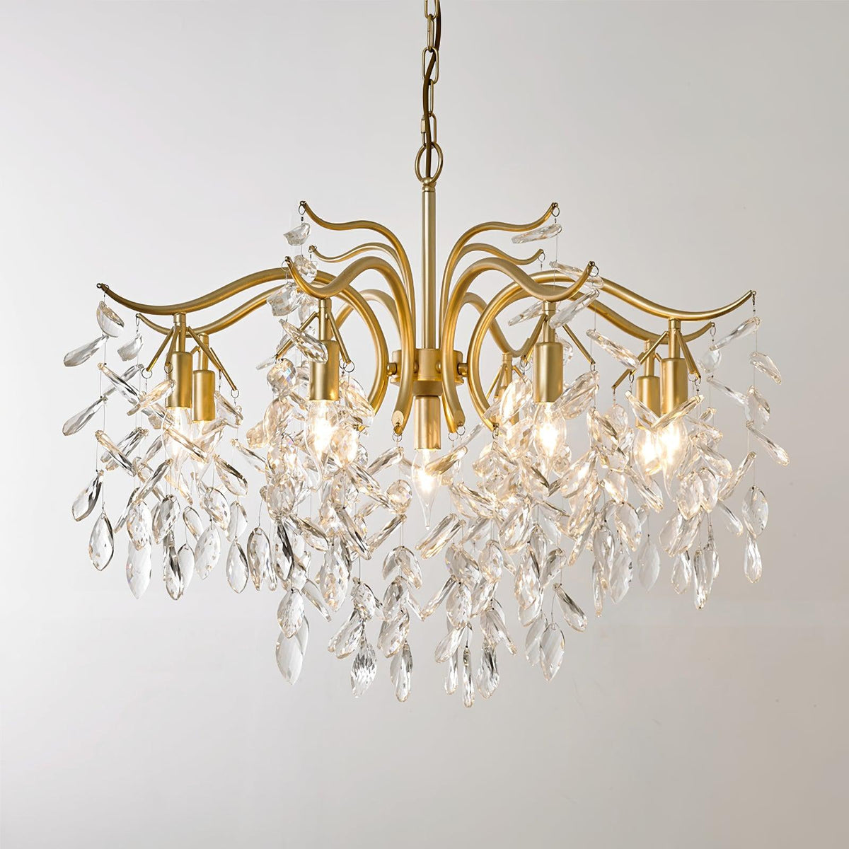 Firnal Chandelier Iron & Crystal Leaf